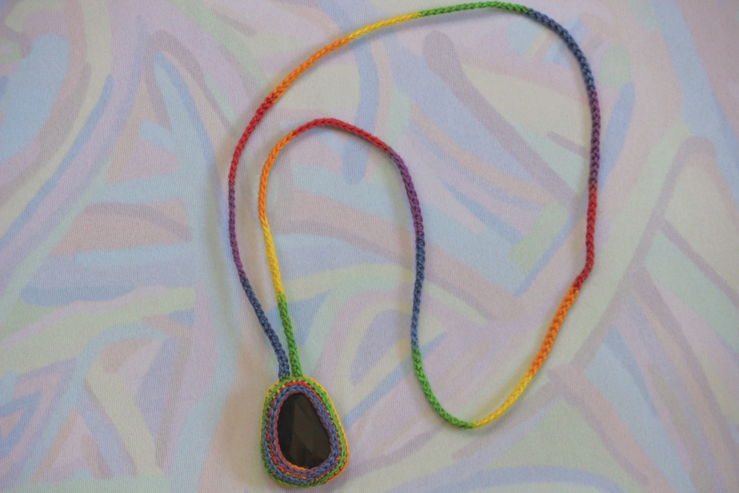 RAINBOW CROCHET OBSIDIAN NECKLACE
