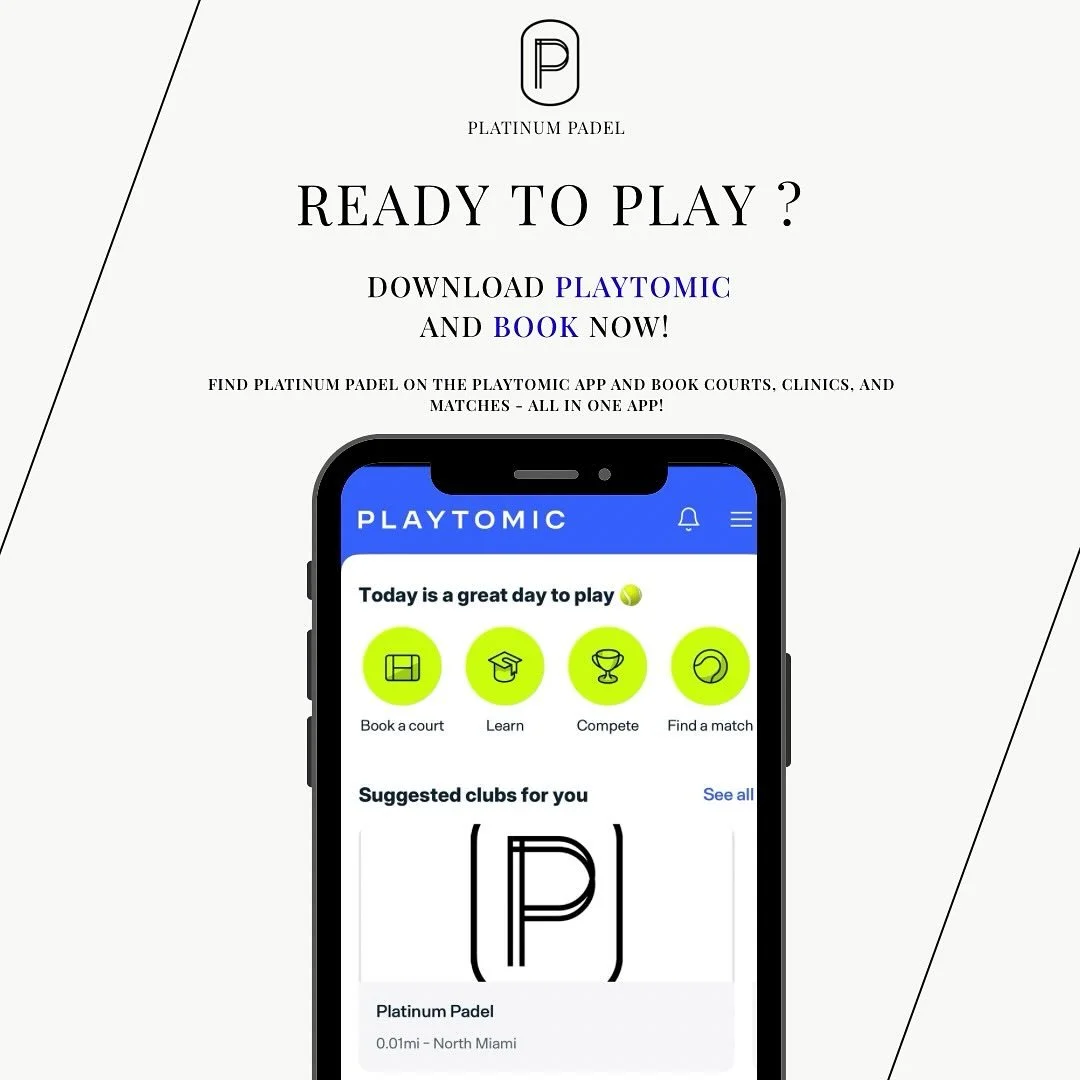 🎾 BOOK NOW on Playtomic!
Ready to hit the courts? 💥

1️⃣ DOWNLOAD THE APP
Find it on the App Store or Google Play 📲

2️⃣ CHOOSE YOUR PREFERENCE
Select your date, time, guests &amp; court 🗓️

3️⃣ PAY ONLINE
Book easily &amp; get ready to enjoy you