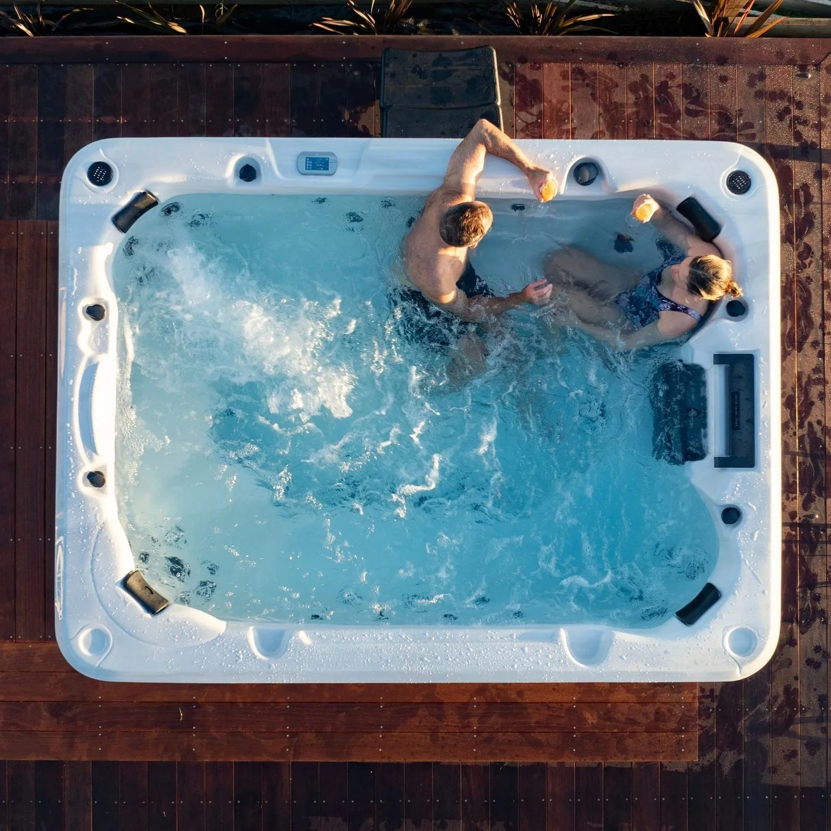 Overhead view of the Beach Side Spa at Opito Point Lodge - Luxury Accommodation in Coromandel, New Zealand