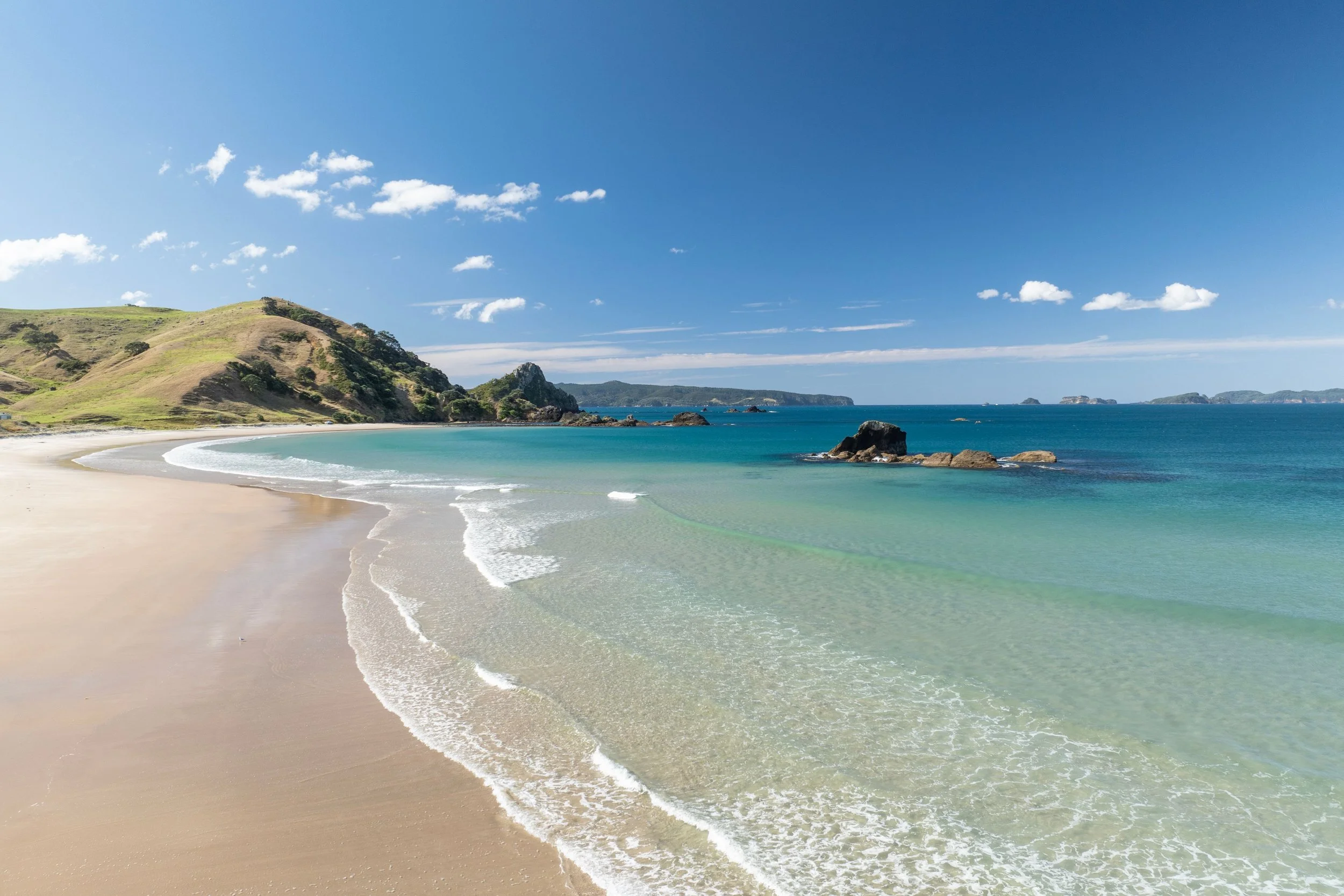 View of Opito Bay Beach from Opito Point Lodge - Luxury Accommodation in Coromandel, New Zealand