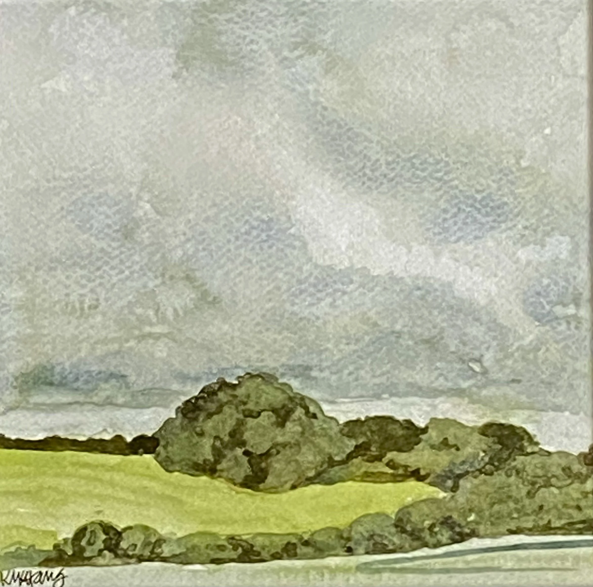 Katherine McHarg, "Cornish Hillside", 2026, Watercolour on Paper, 8" x 8"