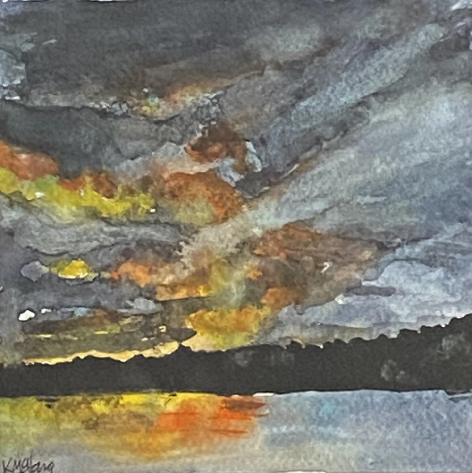 Katherine McHarg, "Garden Hill Clouds", 2024, Watercolour on Paper, 8" x 8", Sold