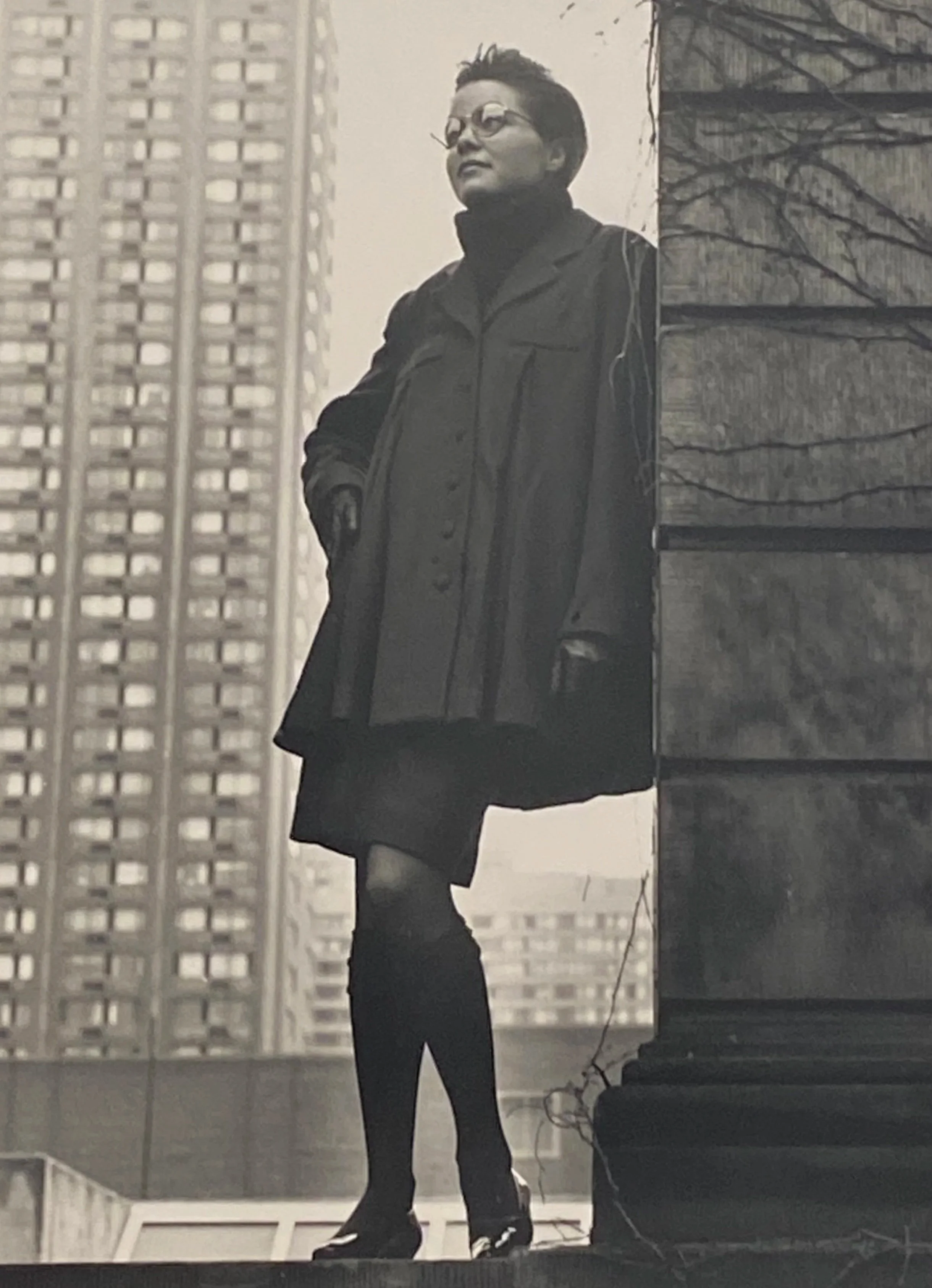 Olive green inverted pleat jacket & skirt