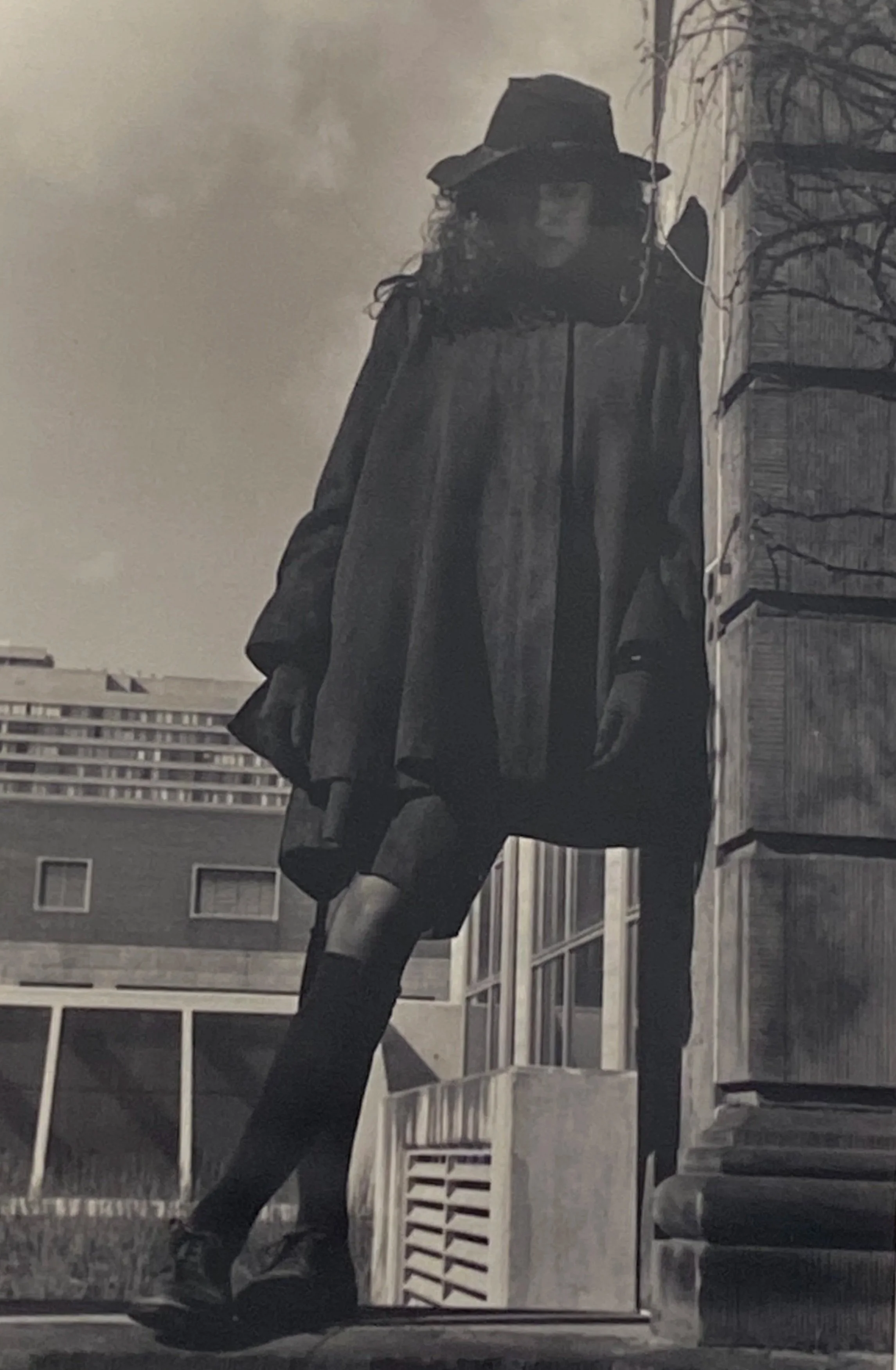 Brown mohair flare jacket & skirt