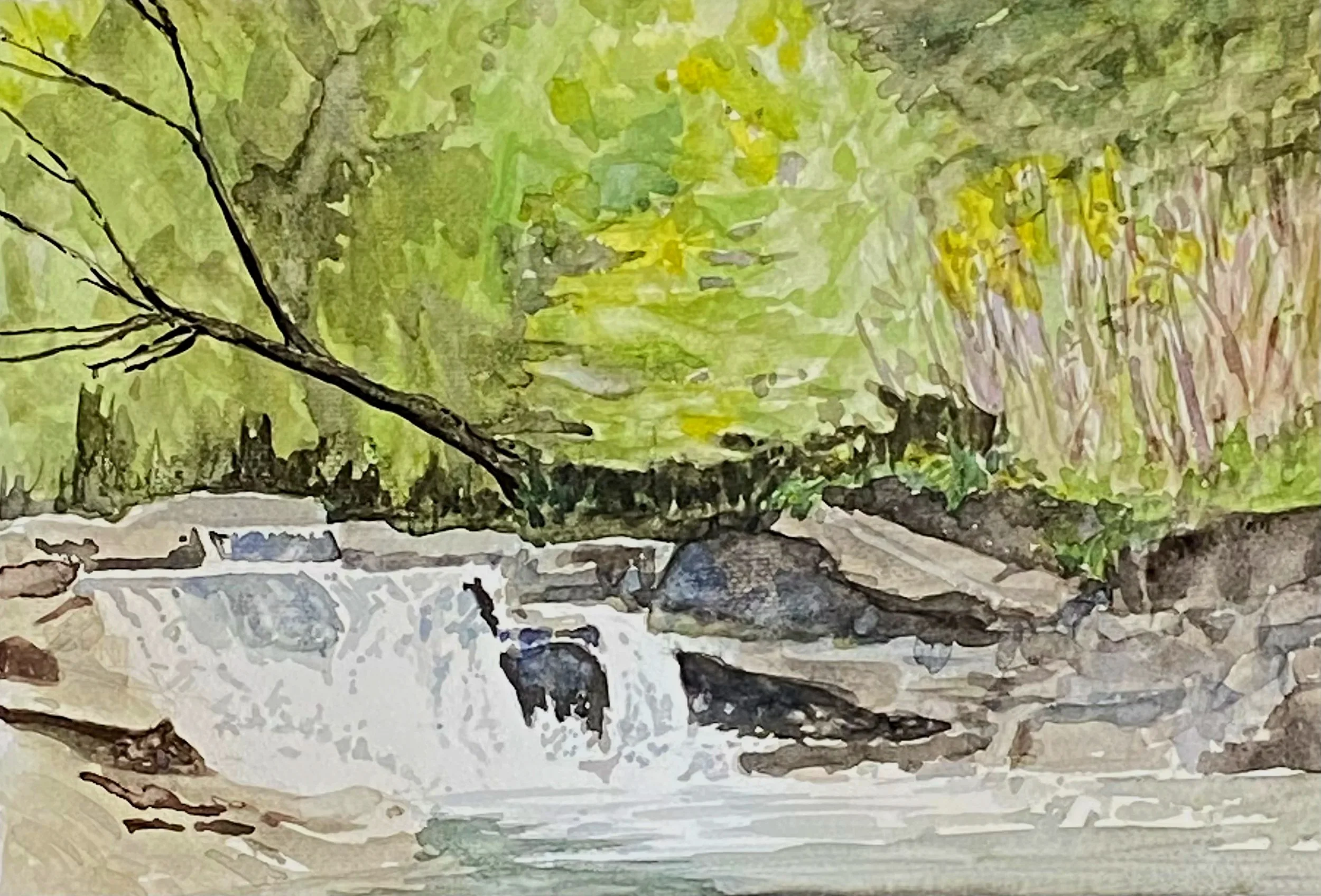 Katherine McHarg, Small Waterfall, 2026, Watercolour on Paper, 10 x 14"