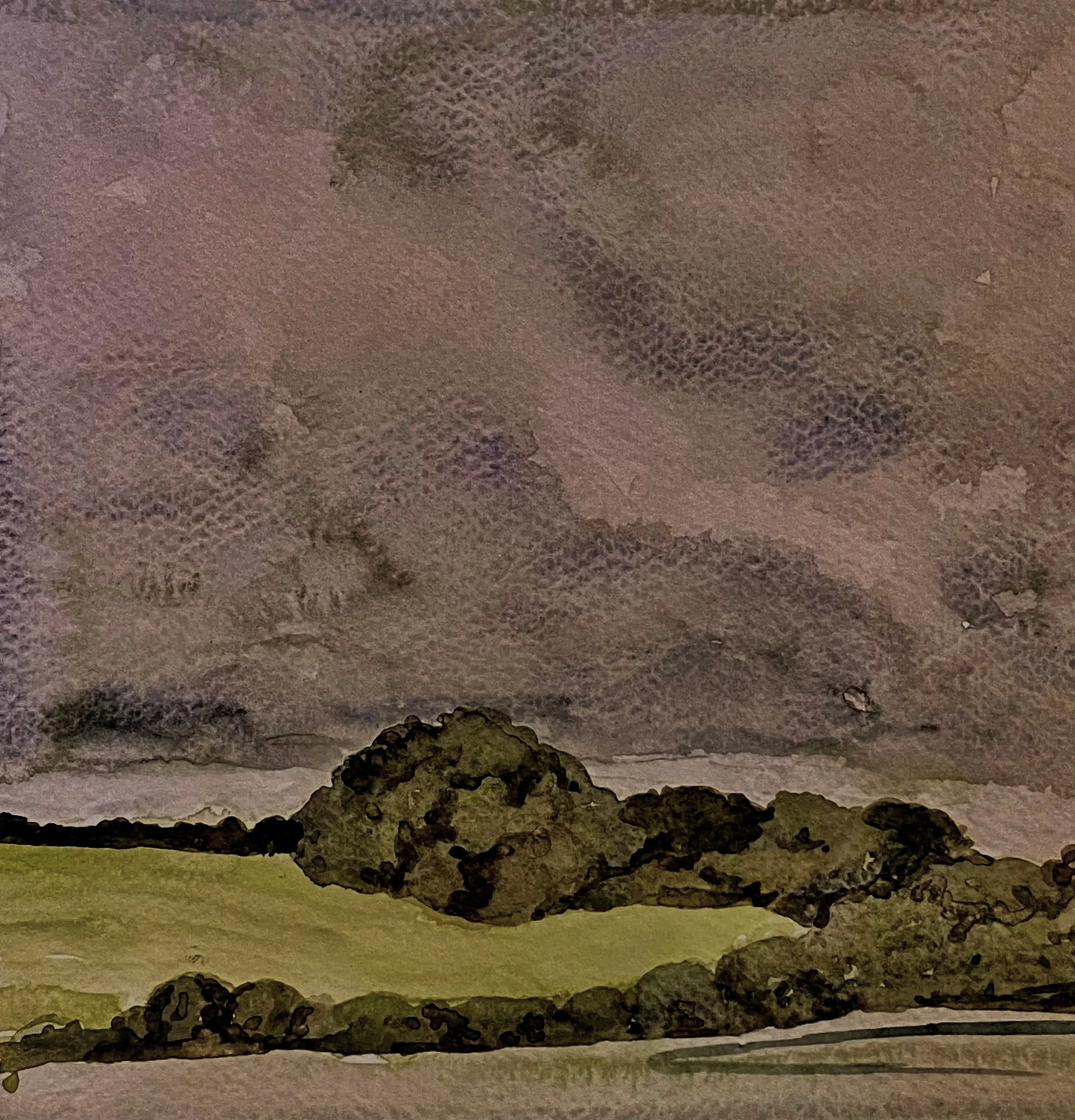 Katherine McHarg, "Cornish Hillside", 2026, Watercolour on Paper, 8 x 8"