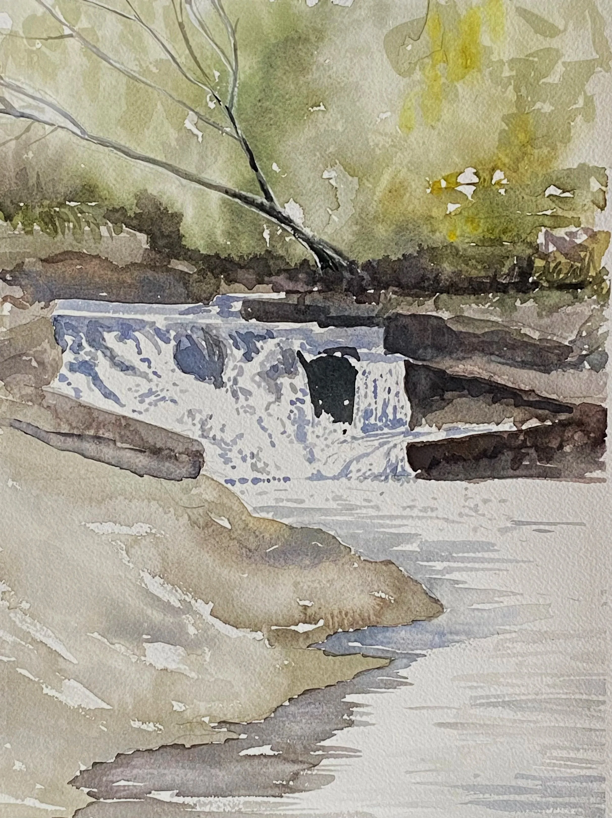 Katherine McHarg, "Third Drop at Ritchie Falls", 2026, Watercolour on Paper, 16 x 12"