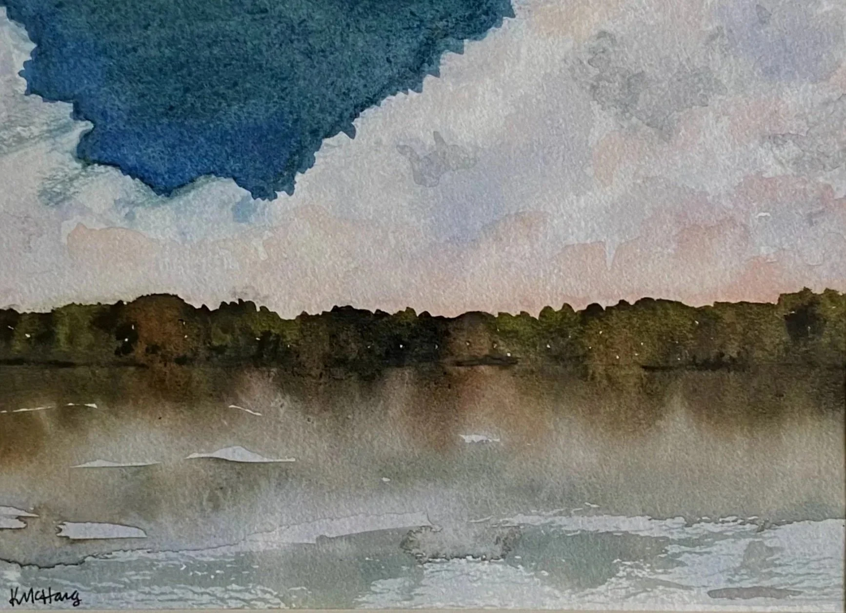 Katherine McHarg, "Reflection", South Shore, 2025, Watercolour on Paper, 9 x 11", Sold