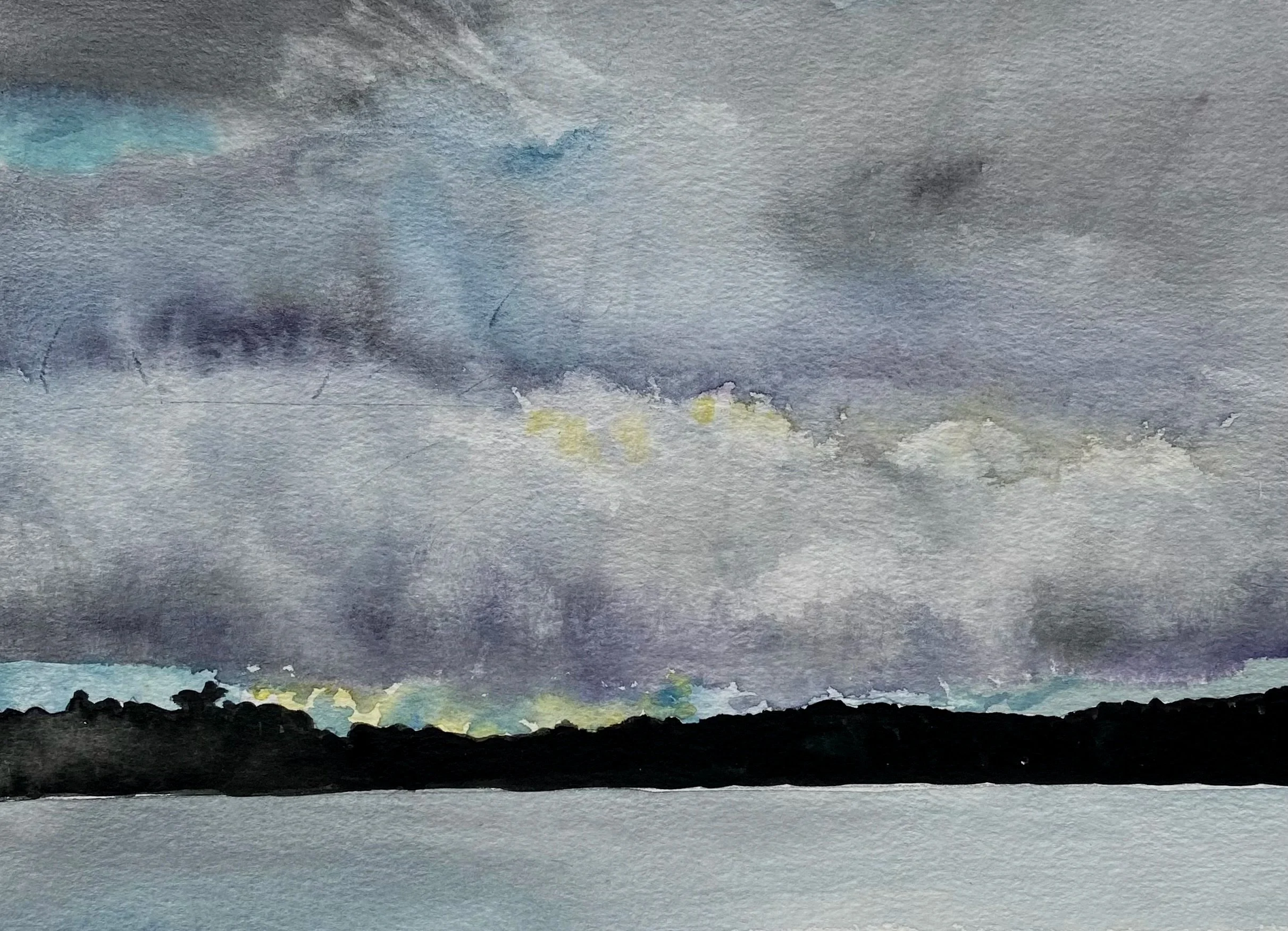 Katherine McHarg, "Cloud Bank", 2025, Watercolour on Paper, 9 x 12"