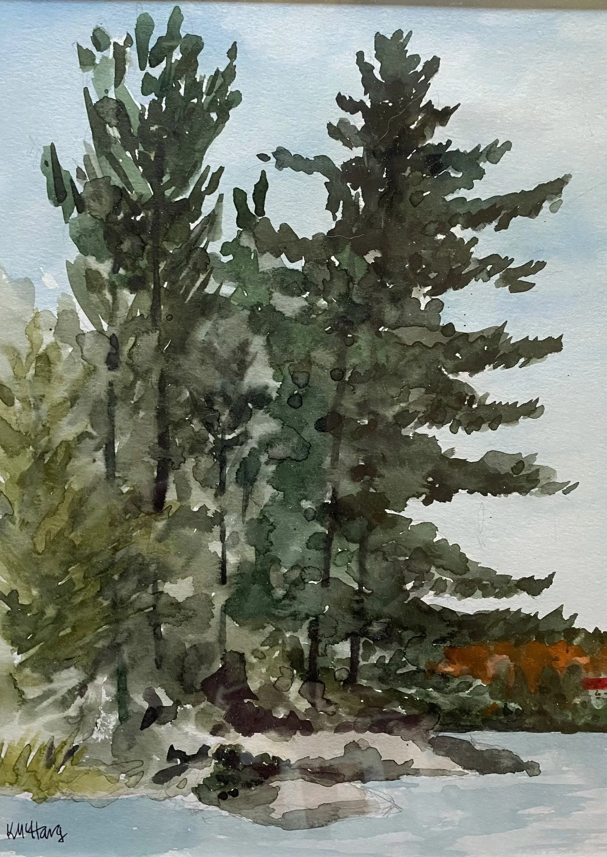 Katherine McHarg, "Island Pines", 2025, Watercolour on Paper, 12" x 9"