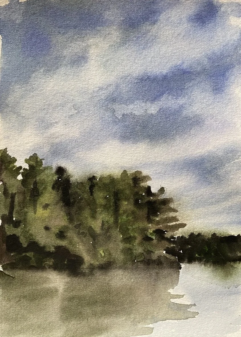 Katherine McHarg, "Skull Island Shoreline", 2024, Watercolour on Paper, 8" x 6"