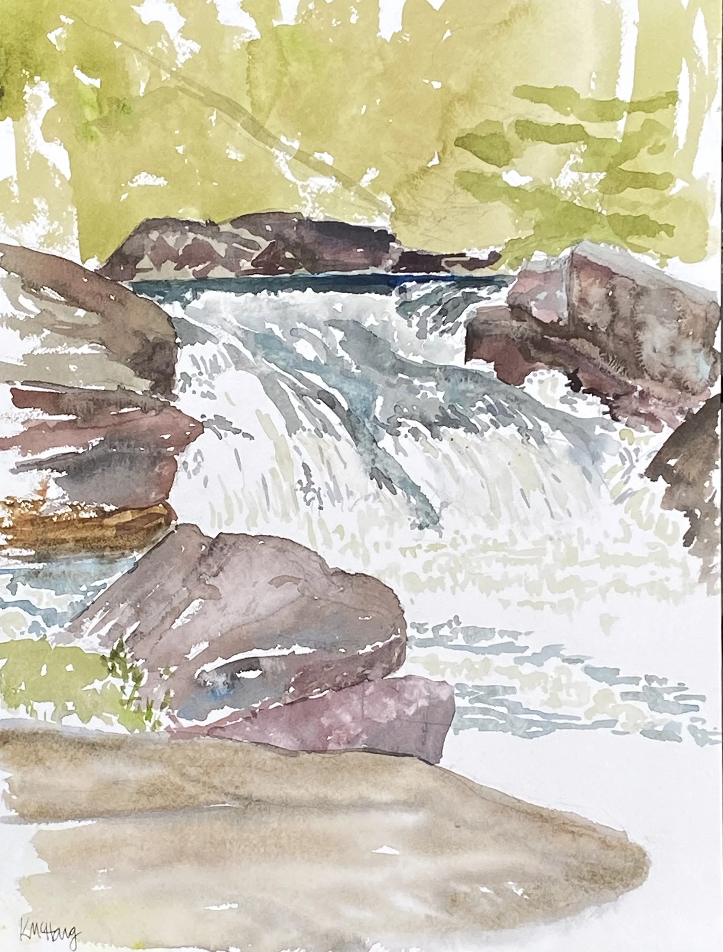 Katherine McHarg, "High Water at Ritchie Falls", 2026, Watercolour on Paper, 16" x 12"