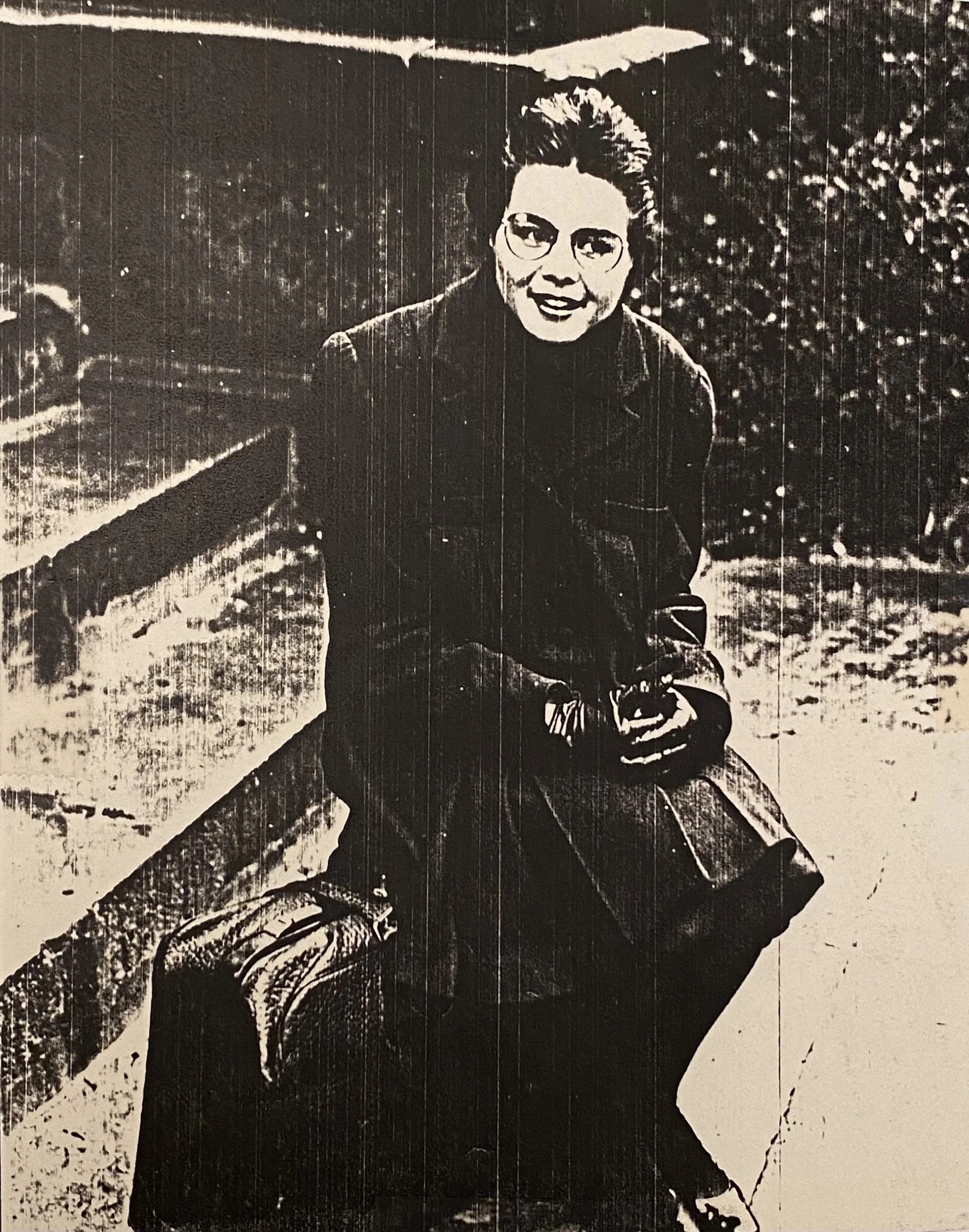 Olive green inverted pleat jacket and skirt