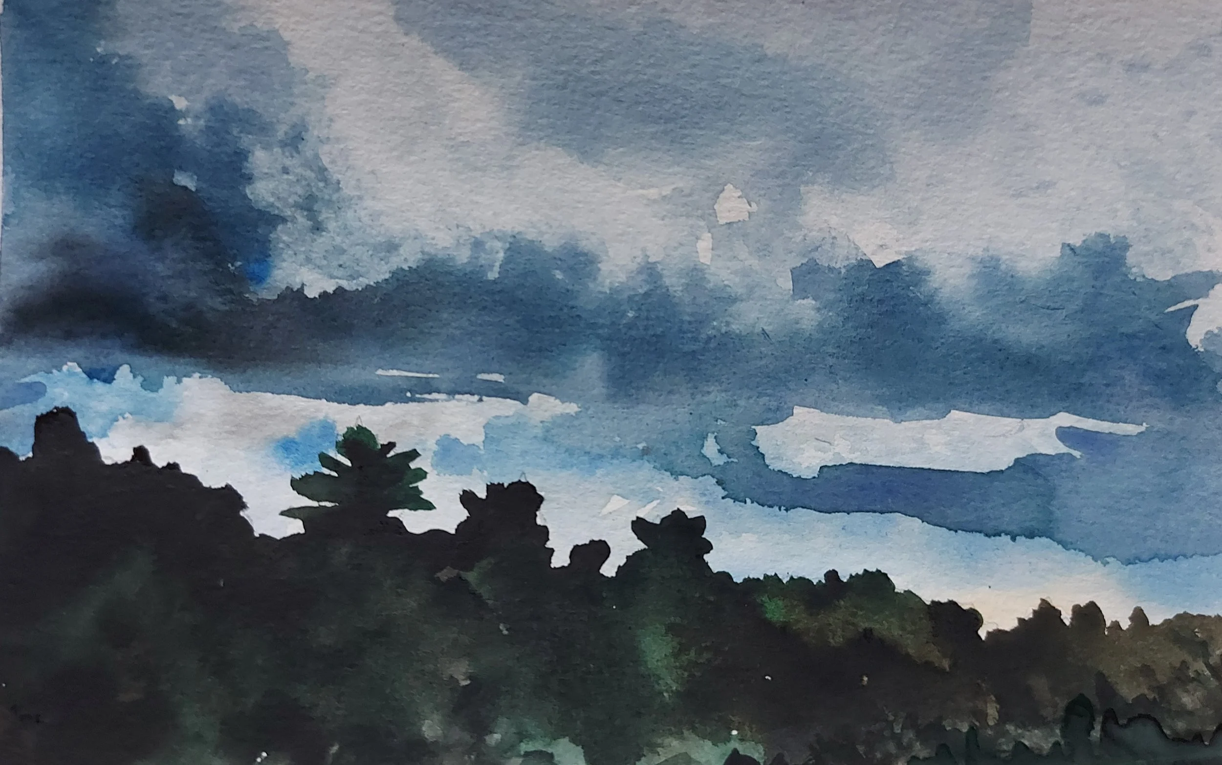 Katherine McHarg, Highway 503, 2023, Watercolour on Paper, 9 x 12", Sold