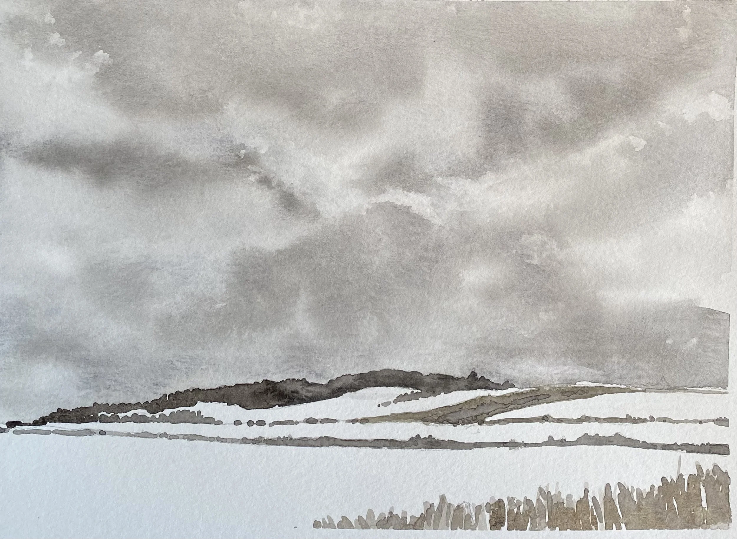 Katherine McHarg, Snow, 2026, Watercolour on Paper, 9 x 12, 