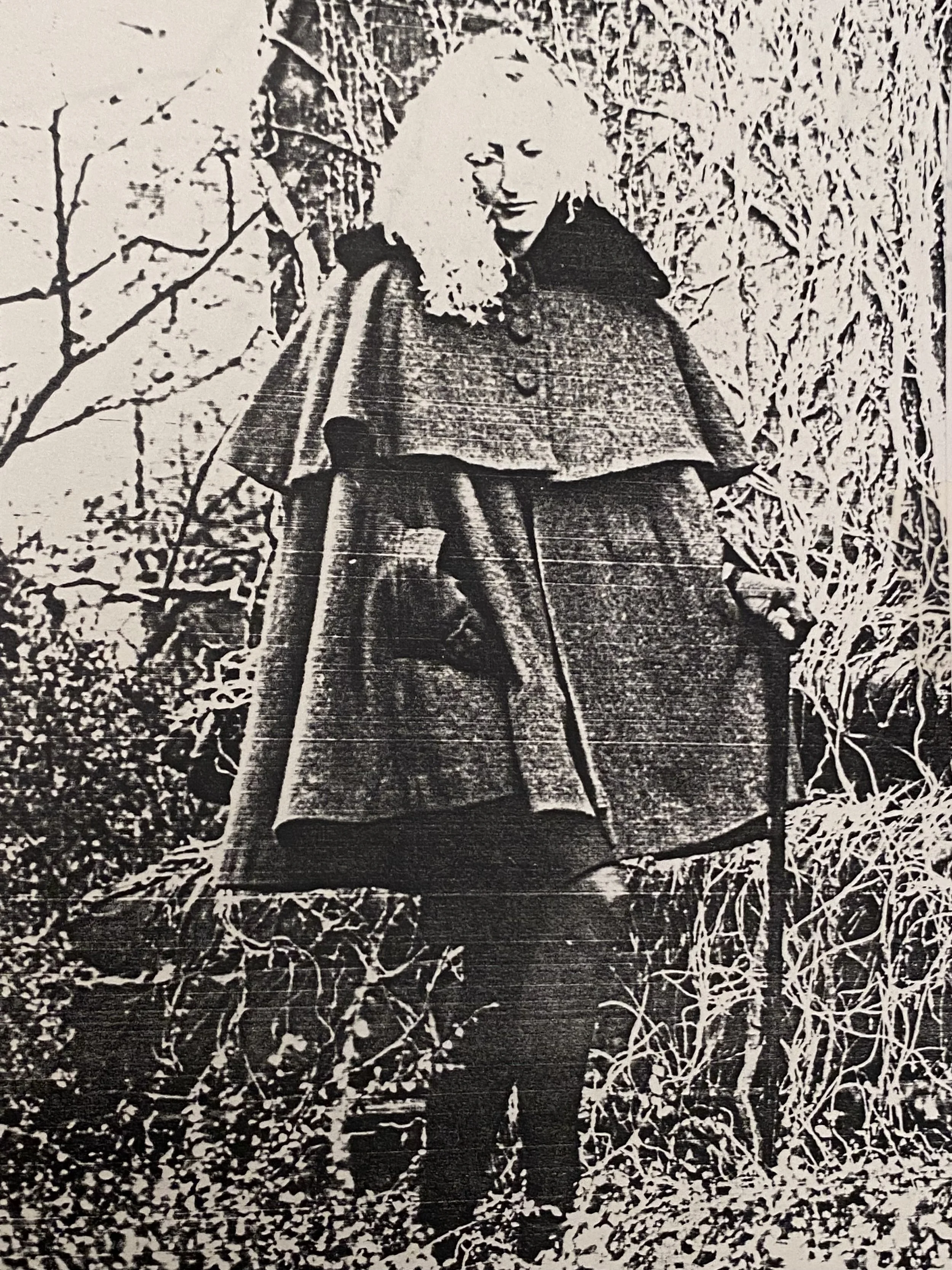 Dark moss green wool double cape with faux fur collar and matching skirt