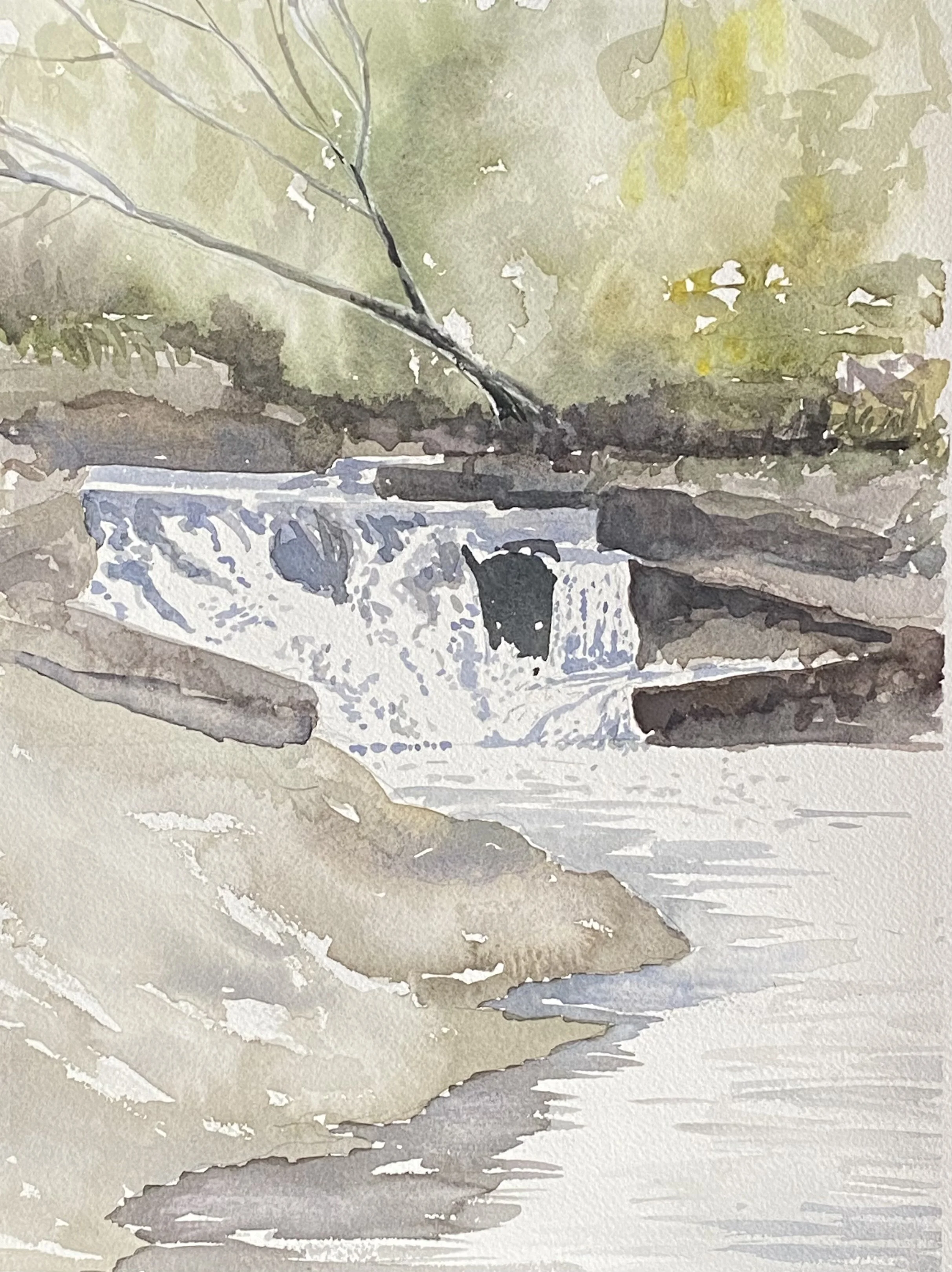 Katherine McHarg, Third Drop at Ritchie Falls, 2026, Watercolour on Paper, 16 x 12"