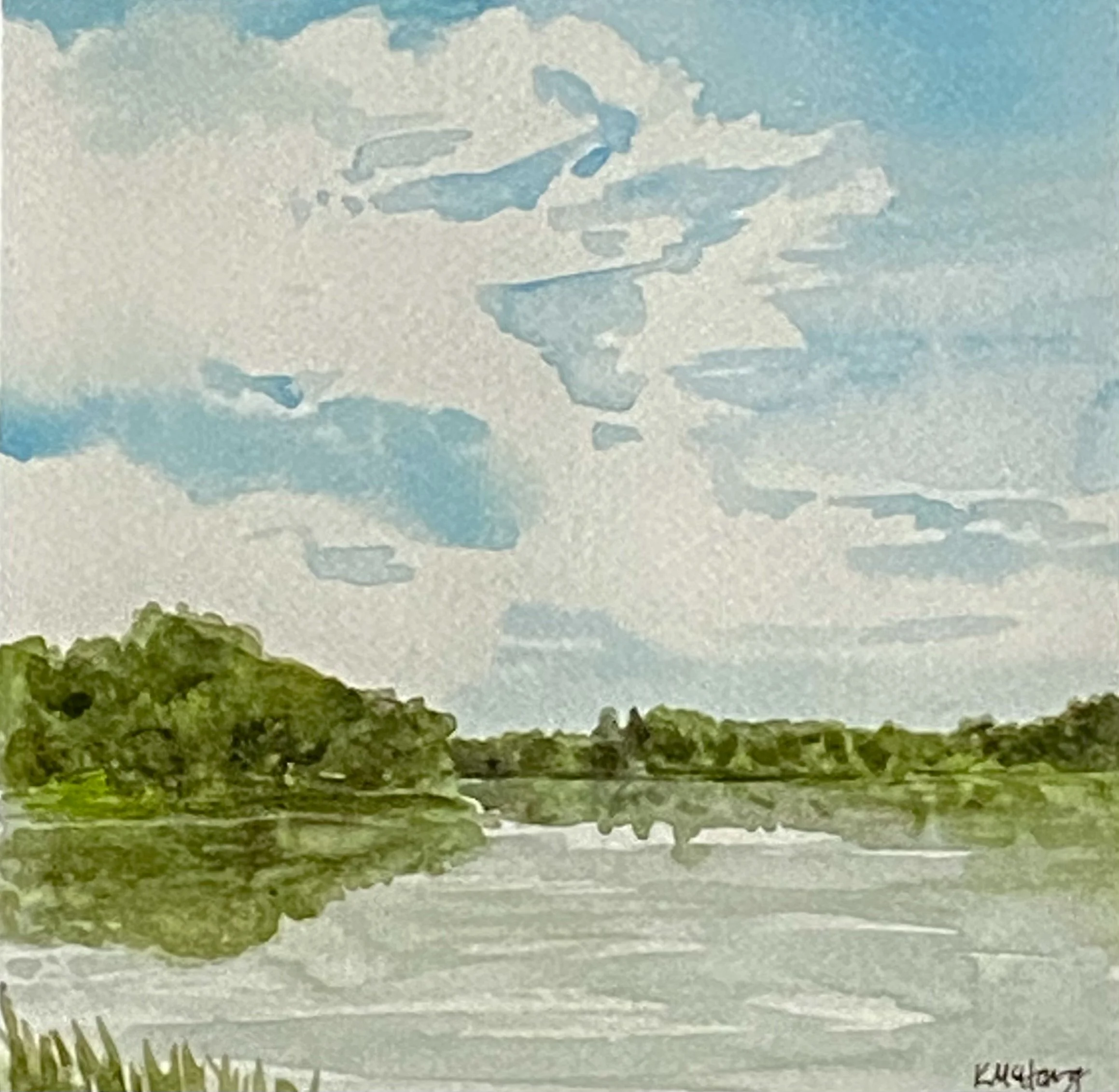 Katherine McHarg, "Lake on the Mountain - Reflection", 2026, Watercolour on Paper, 8" x 8", Sold