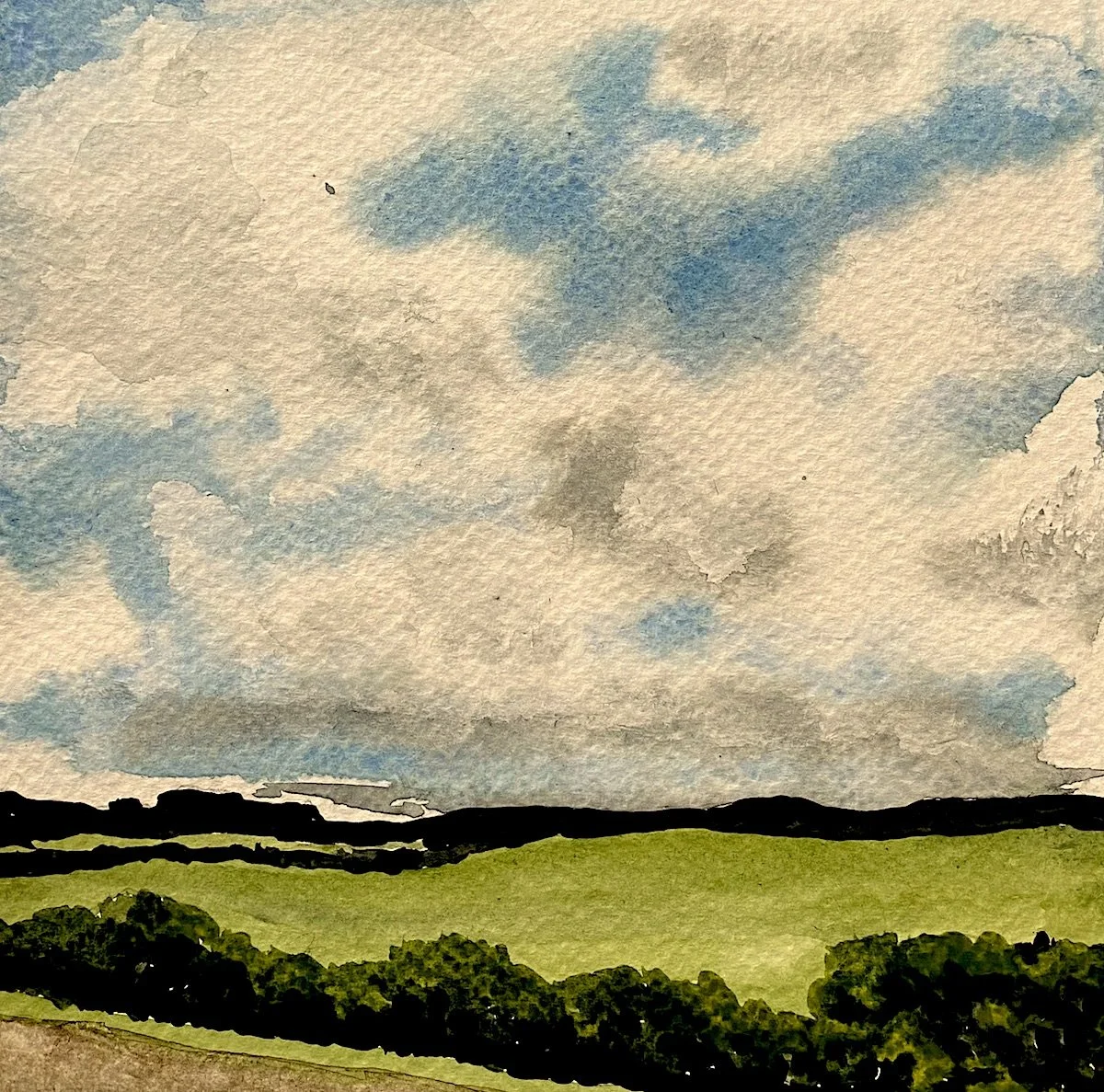 Katherine McHarg, "Highway 10", 2024, Watercolour on Paper, 8" x 8"