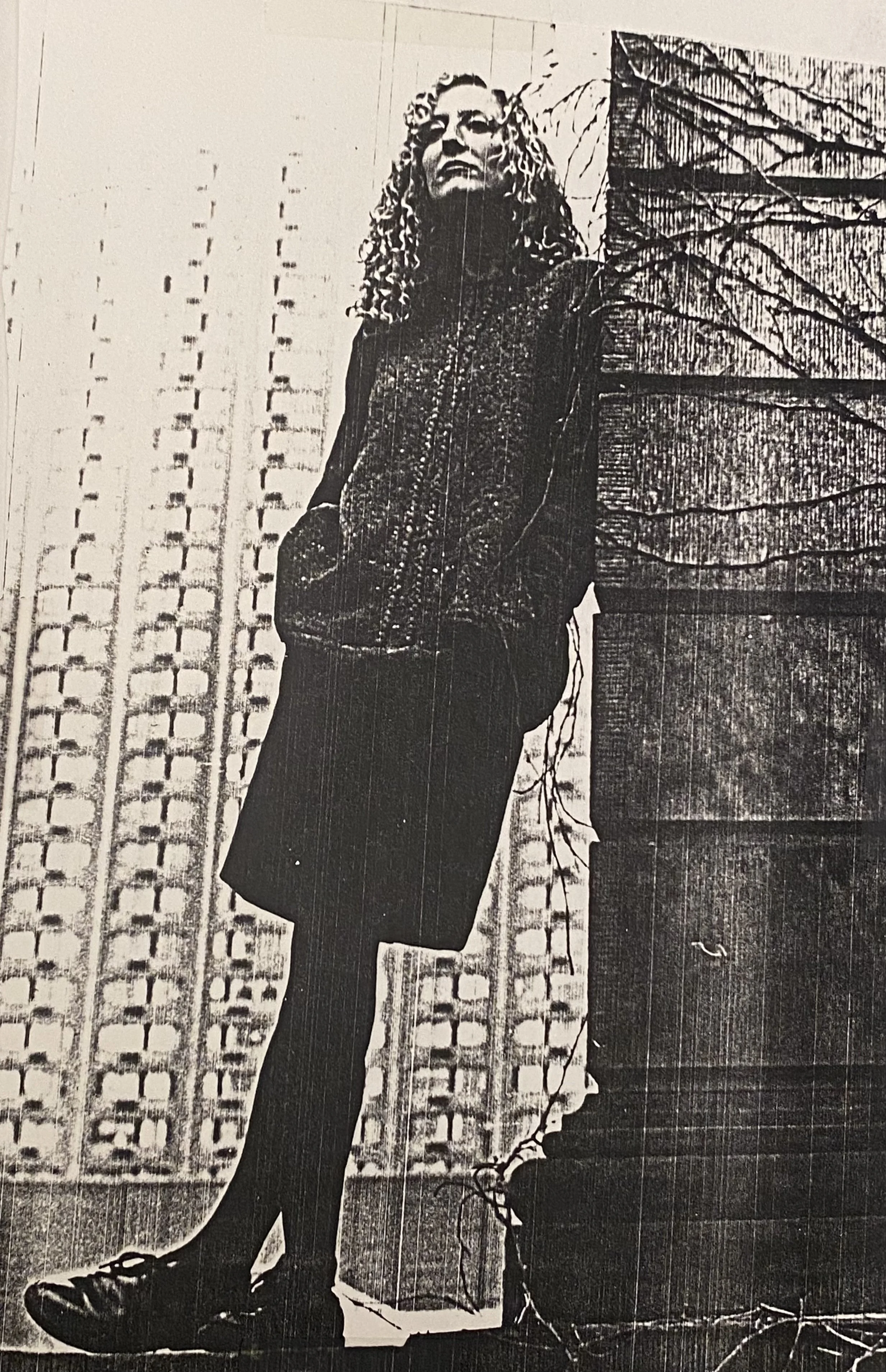 Moss green wool fibre machine knit tunic and olive green wool knee length skirt