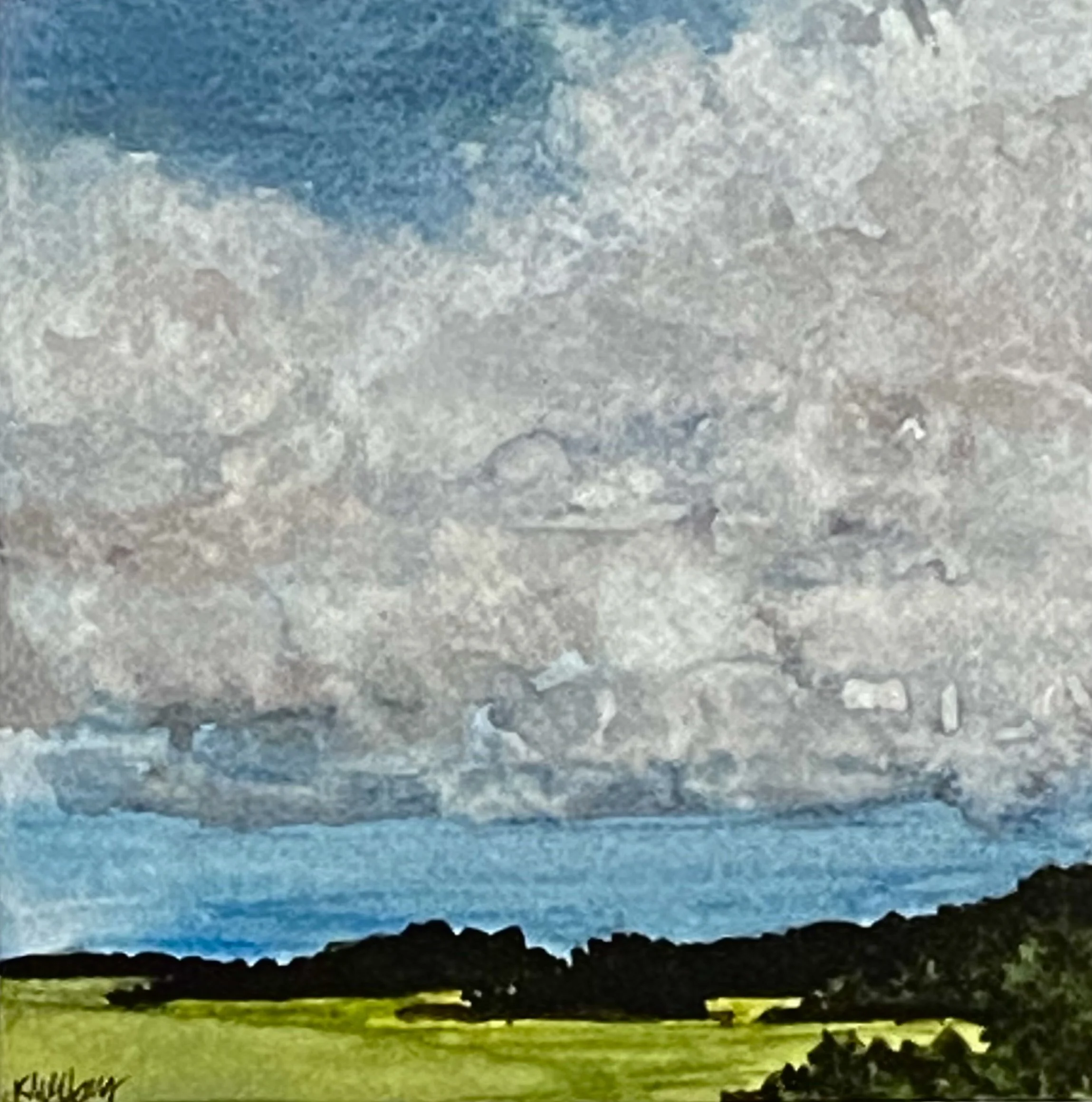 Katherine McHarg, "Northumberland Fields", 2025, Watercolour on Paper, 8" x 8", Sold