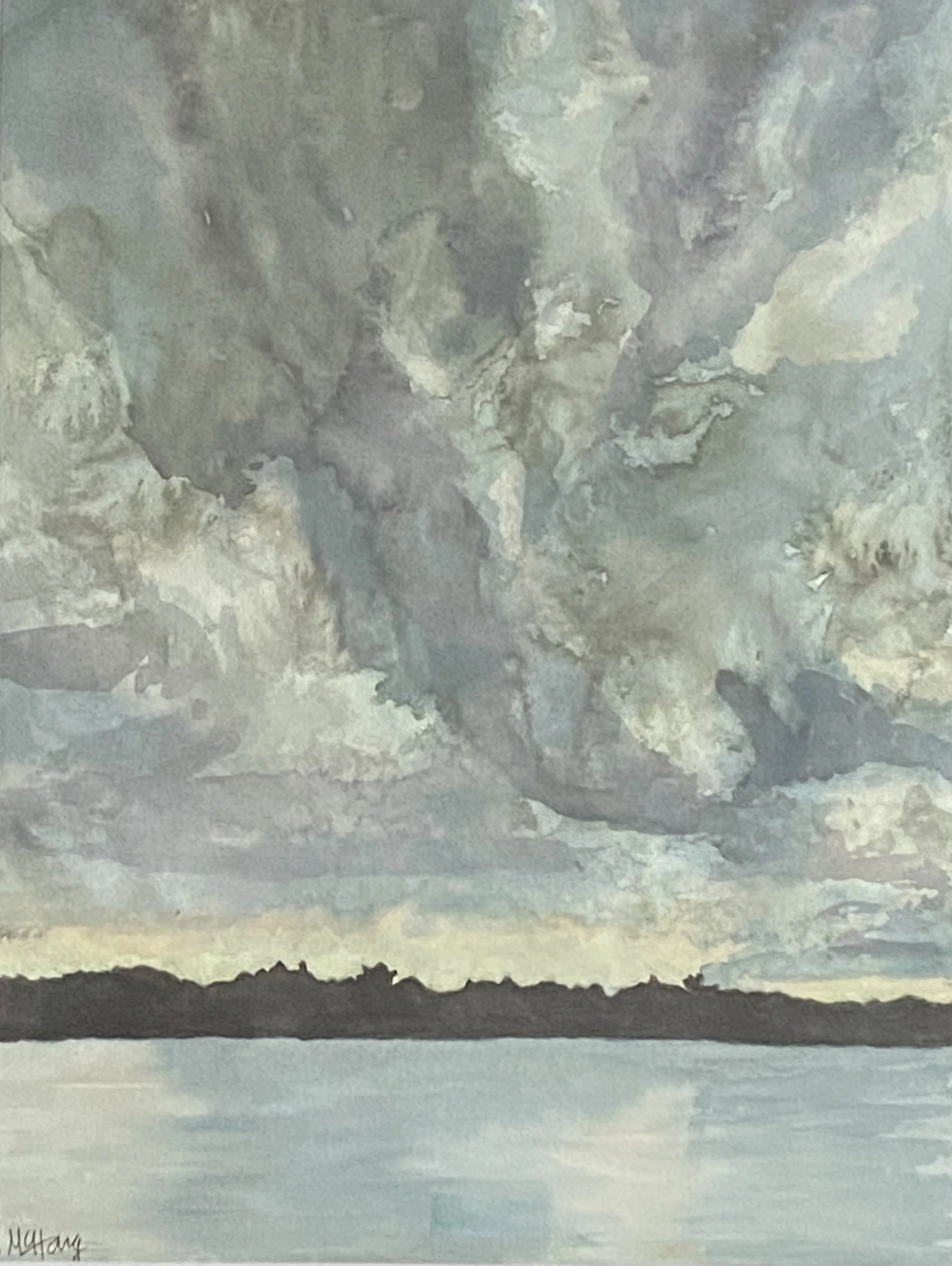 Katherine McHarg, "Storm Clouds", 2026, Watercolour on Paper, 16" x 12", Sold