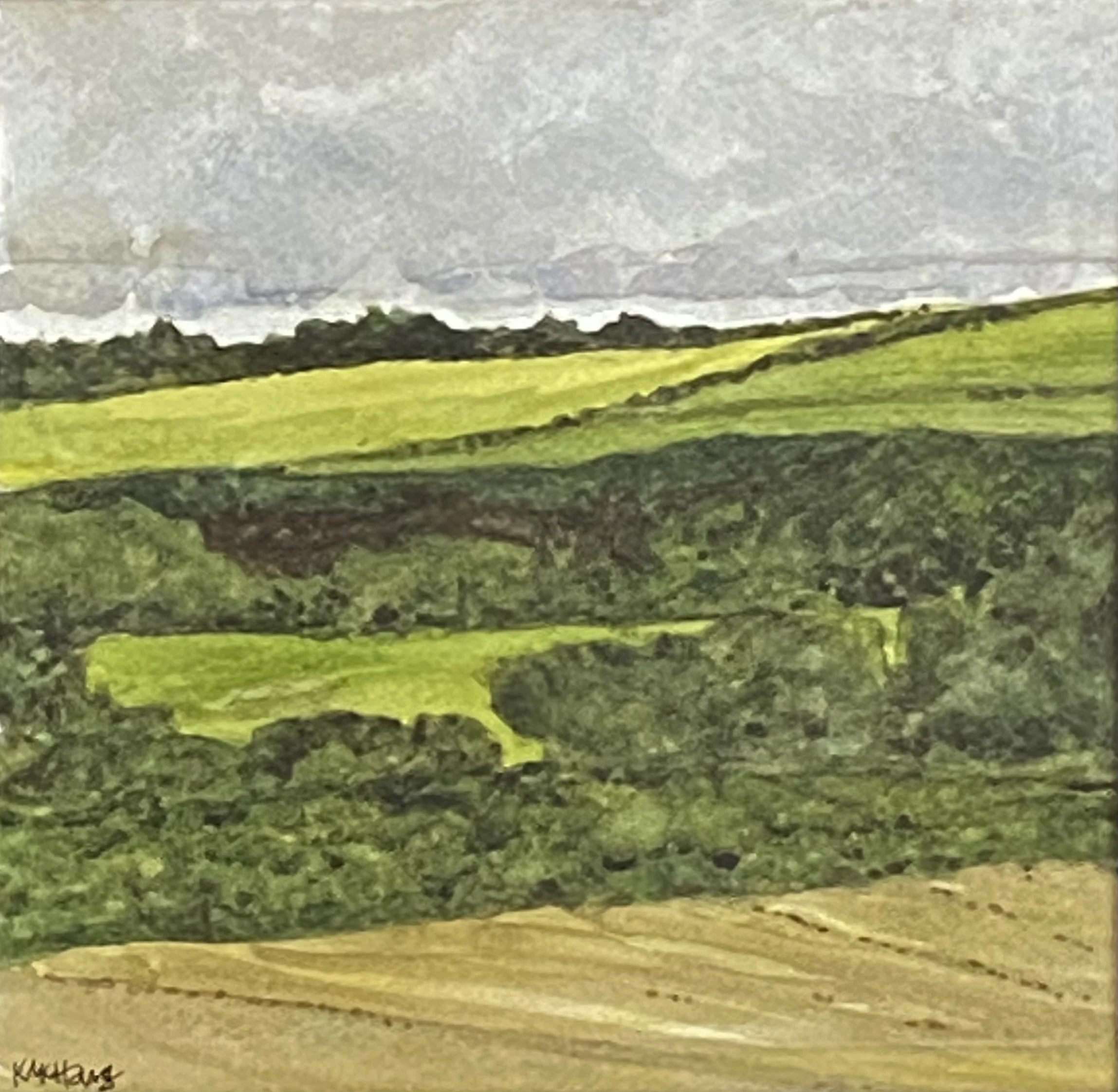 Katherine McHarg, "Cornish Meadows", 2026, Watercolour on Paper, 8" x 8", Sold