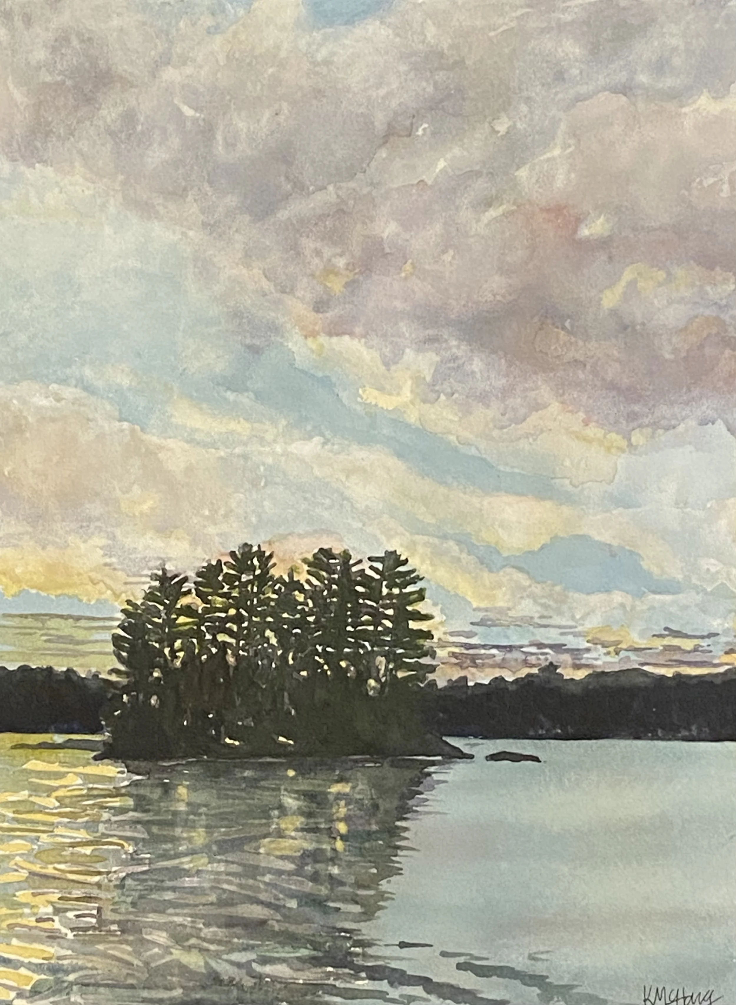 Katherine McHarg, "Leaving the Island", 2026, Watercolour on Paper, 16" x 12"