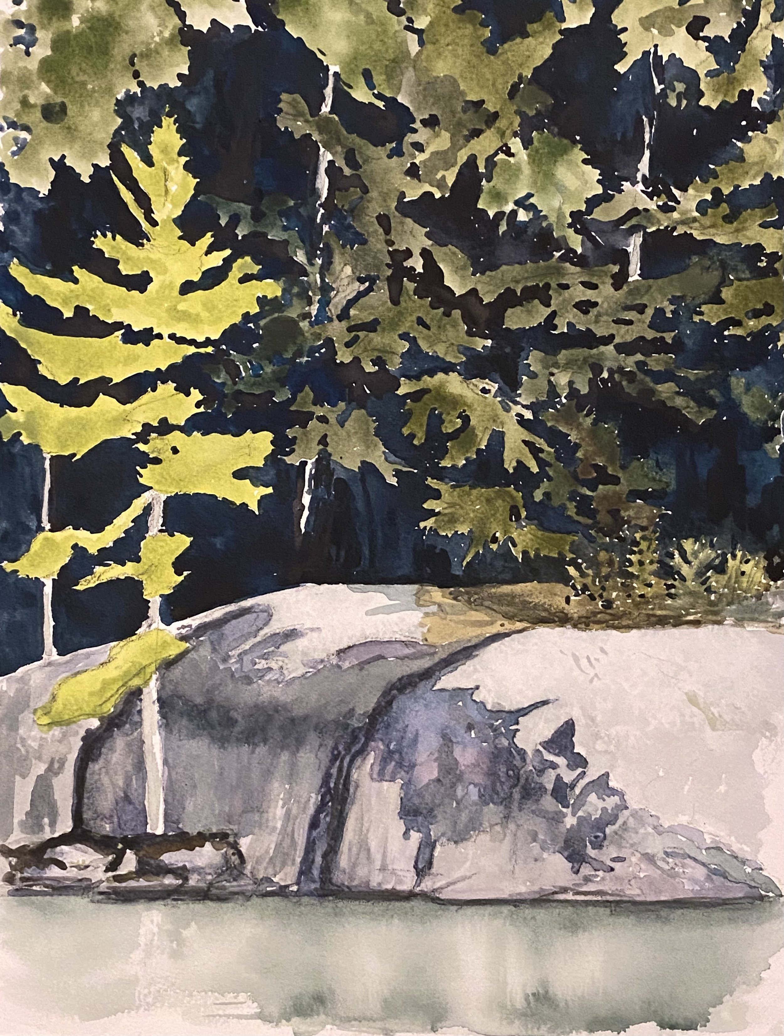 Katherine McHarg, "Jumping Rocks", 2026, Watercolour on Paper, 16" x 12"
