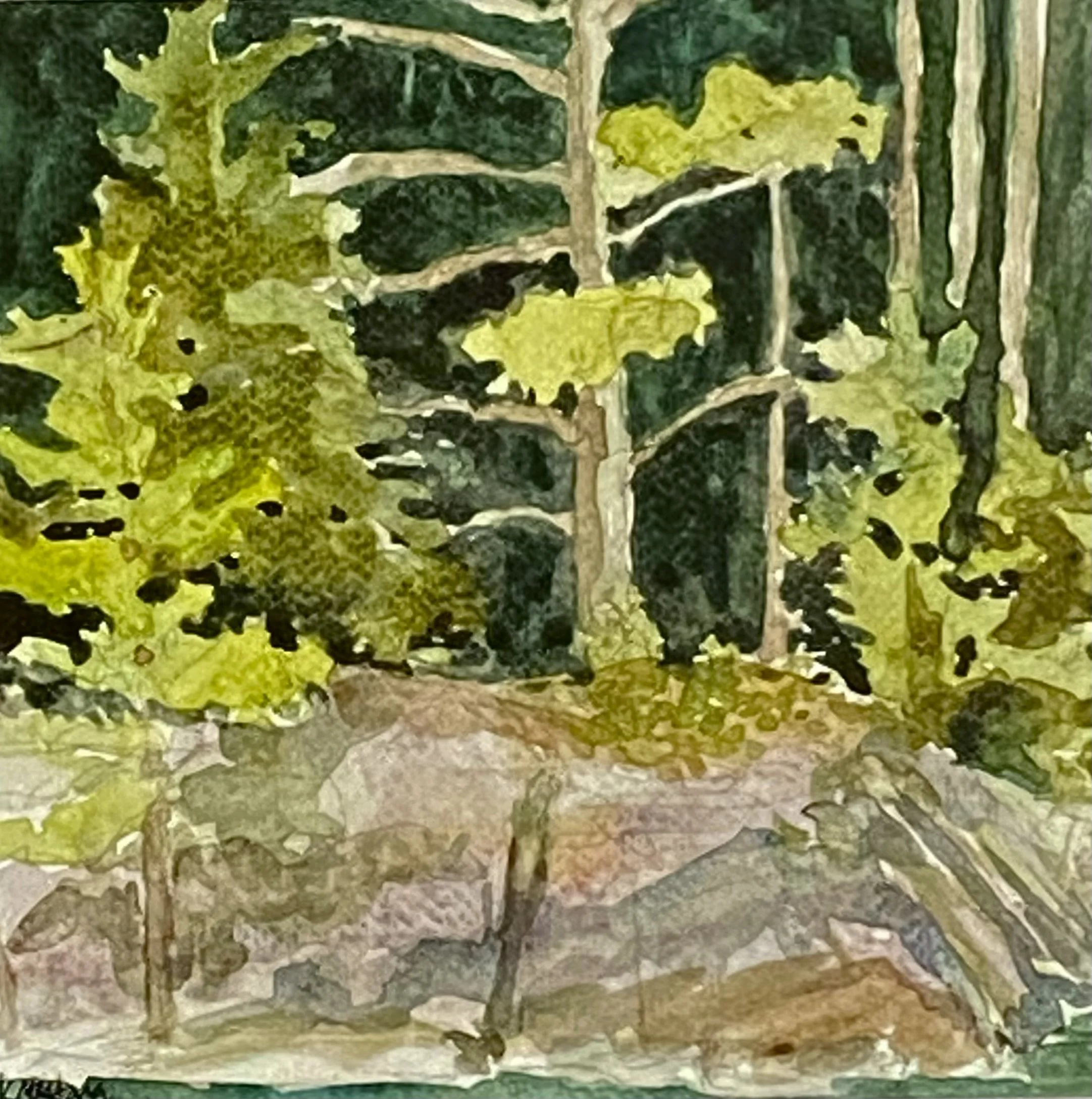 Katherine McHarg, "Dark Shoreline", 2026, Watercolour on Paper, 8 x 8"