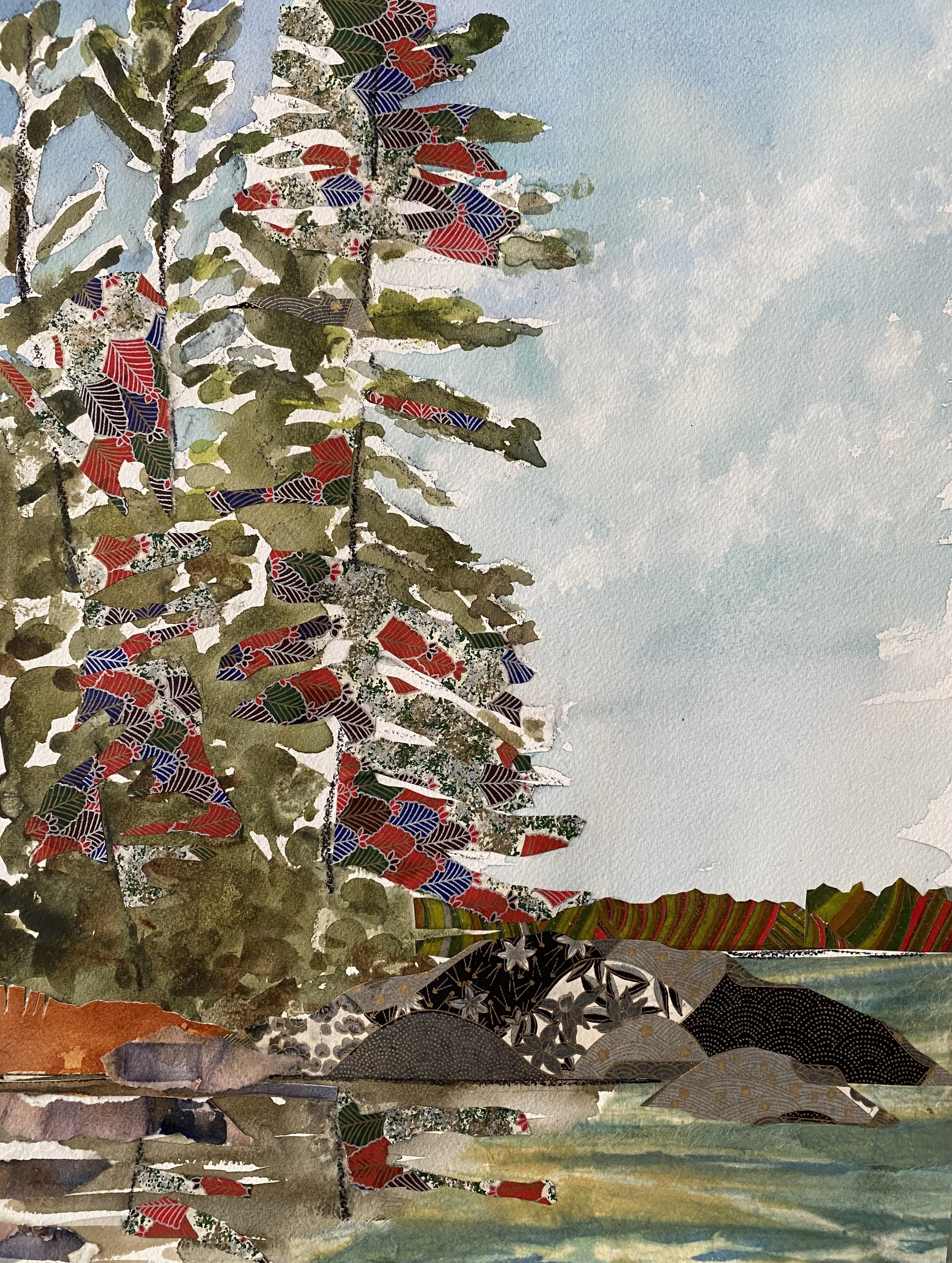 Katherine McHarg, South Bay on Stormy Lake, 2026, Mixed Media on Watercolour Paper, 16 x 12"