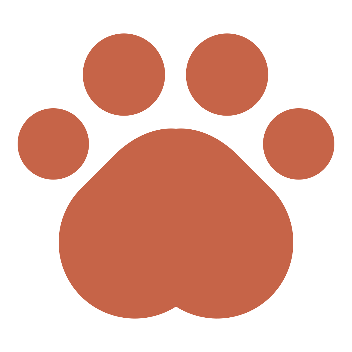 Illustration of a brown paw print with four toes and a pad.