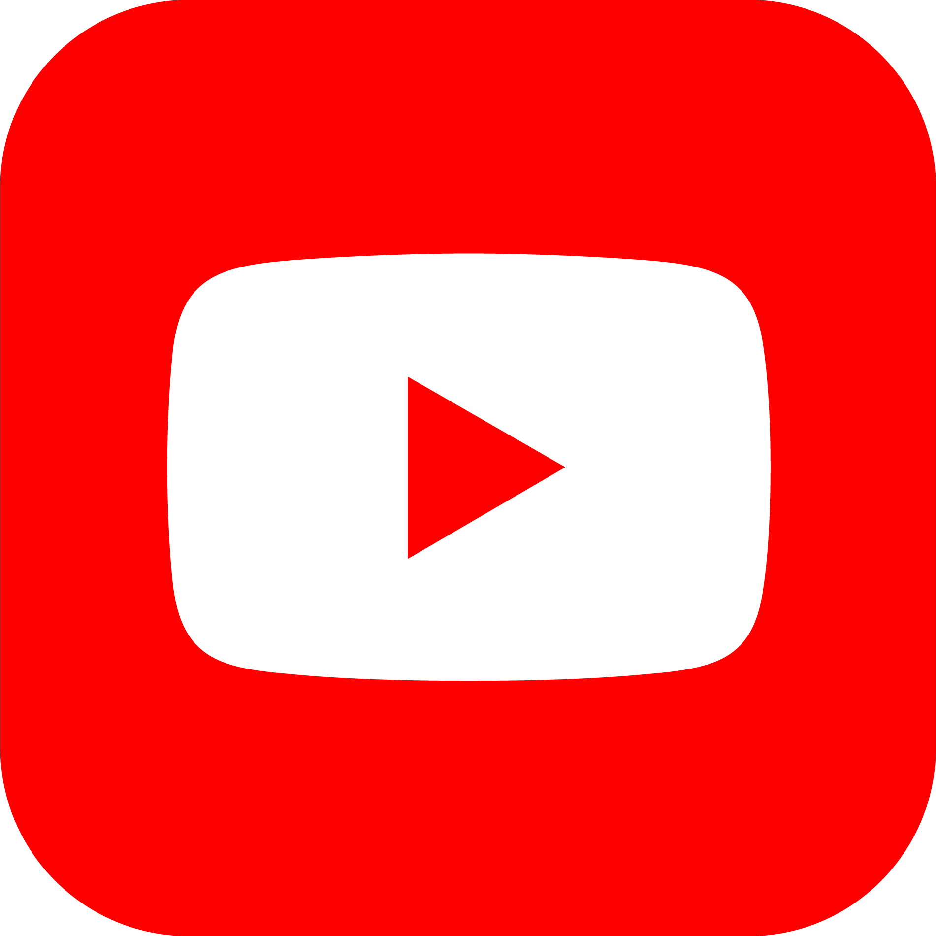 Close-up of the YouTube logo, featuring a red rounded square with a white play button in the center.