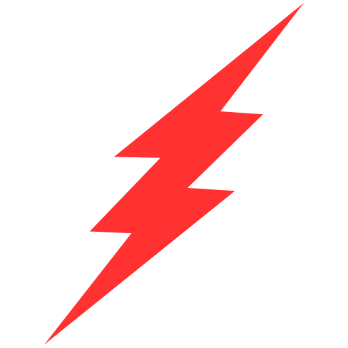 Red lightning bolt symbol on a black background.