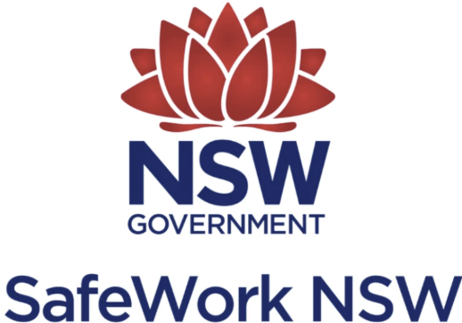 Logo of the New South Wales Government with a red stylized lotus and the text 'NSW Government SafeWork NSW'.