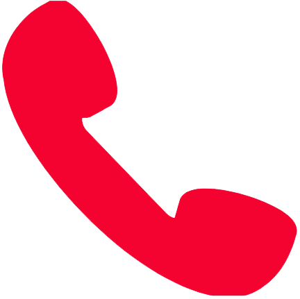 Red telephone receiver icon on a black background.