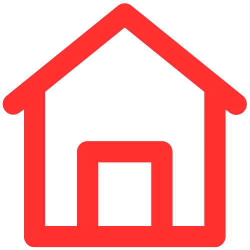 Red house icon with a gable roof and a centered door.