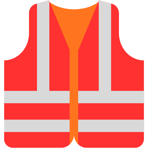 High-visibility safety vest with orange and gray reflective stripes.