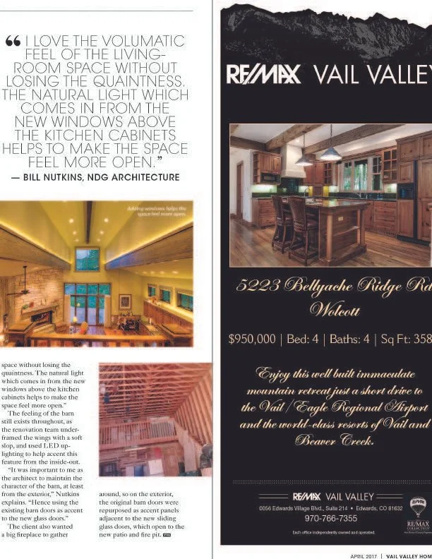 Open house flyer for a house in Vail Valley, Colorado, listing with RE/MAX. Features a kitchen and living room interior, property details including price, bedrooms, bathrooms, and square footage.