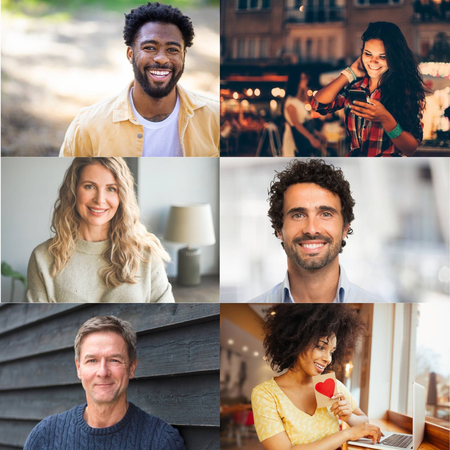 Montage of clients gaining confidence and better matches through expert dating profile writing.