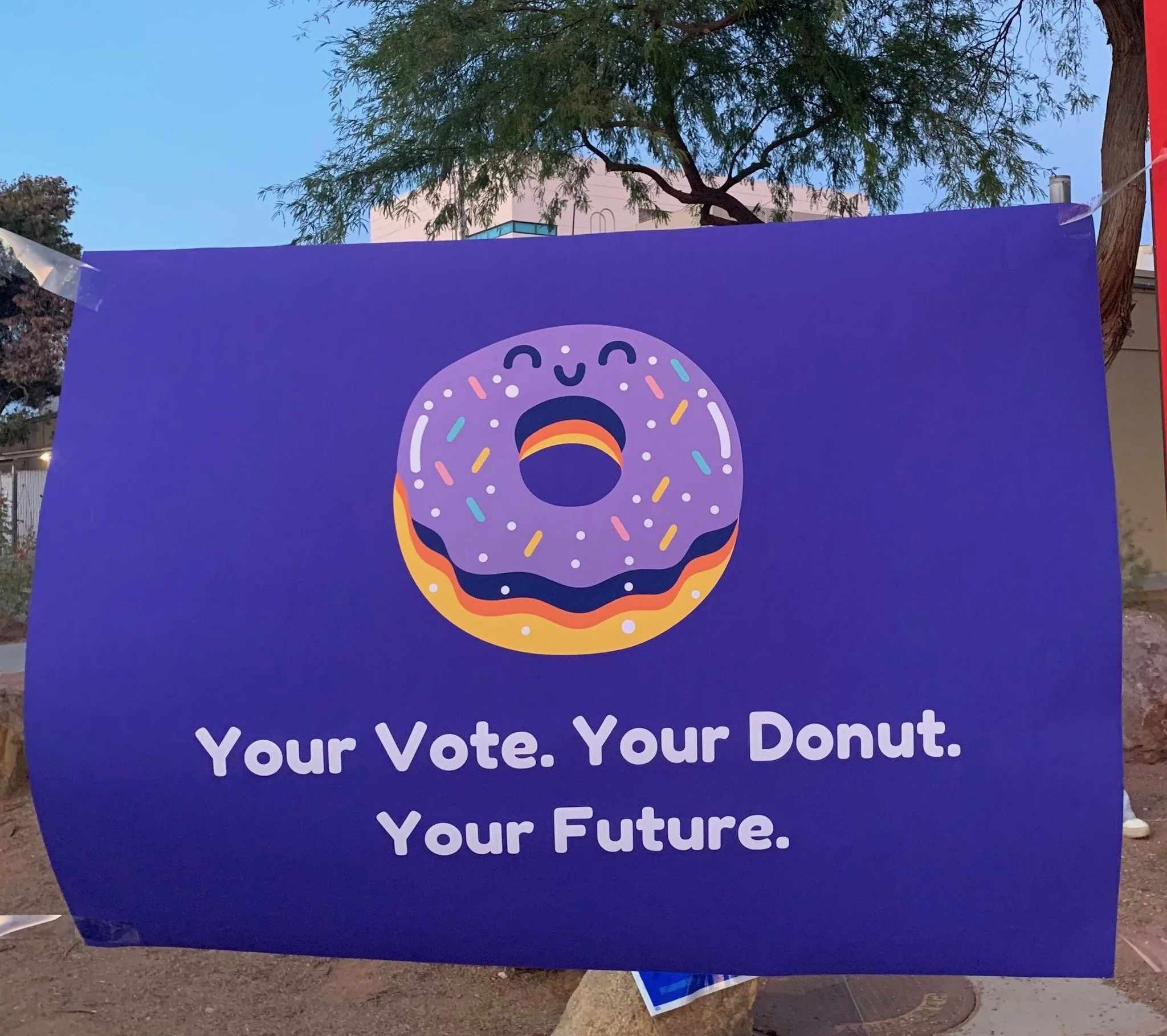 Donuts and Democracy banner: Your Vote. Your Donut. Your Future.