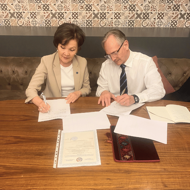 Marty Dillon with Senator &amp; Professor Aral Ataniyazova in Tashkent