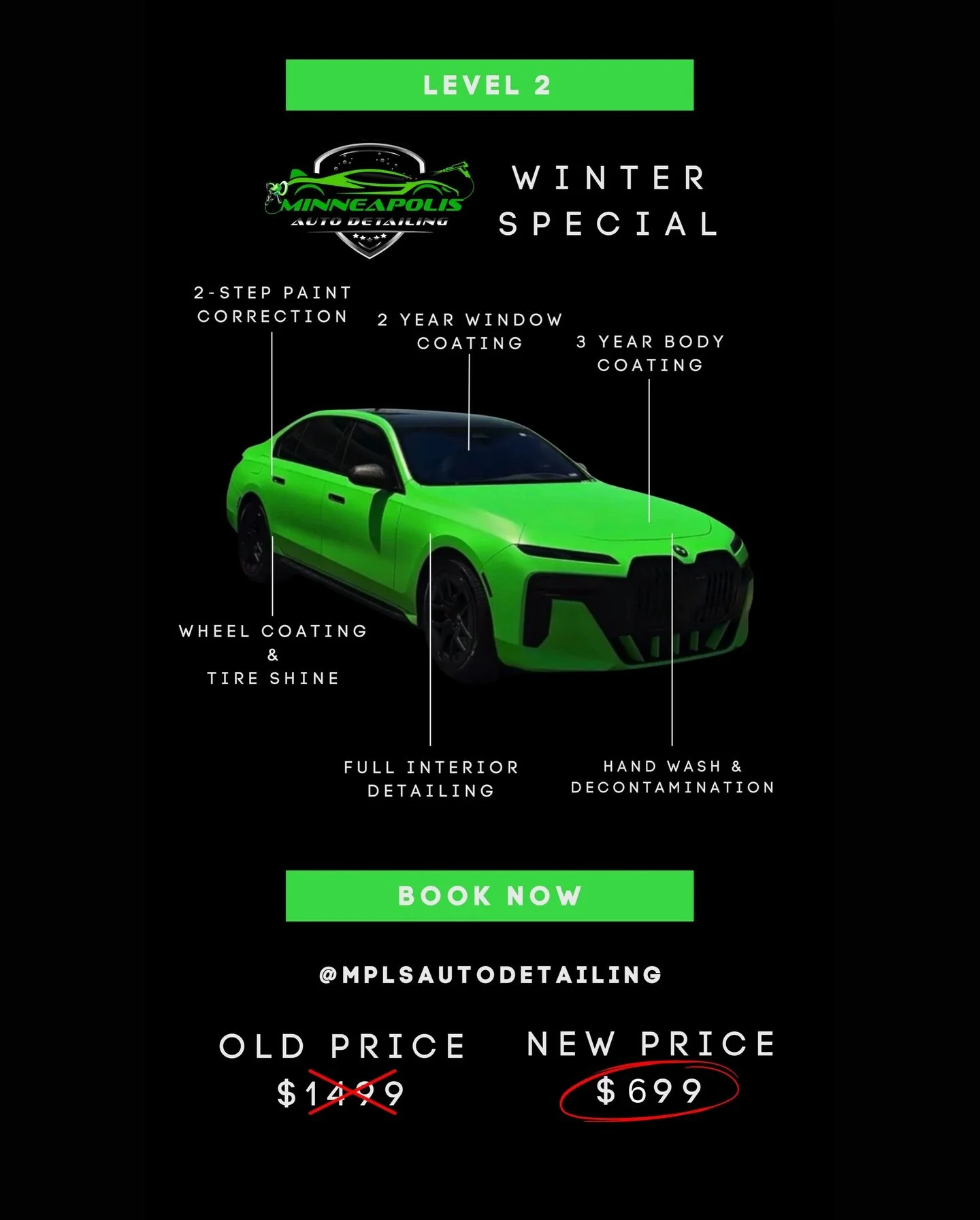 Our WINTER SPECIAL is officially live &mdash; and this is the best value we&rsquo;ve dropped all year. ❄️✨
Here&rsquo;s everything included for ONLY $699:

&bull; Hand Wash &amp; Full Decontamination (iron remover + clay bar)
&bull; 2-Step Paint Enha