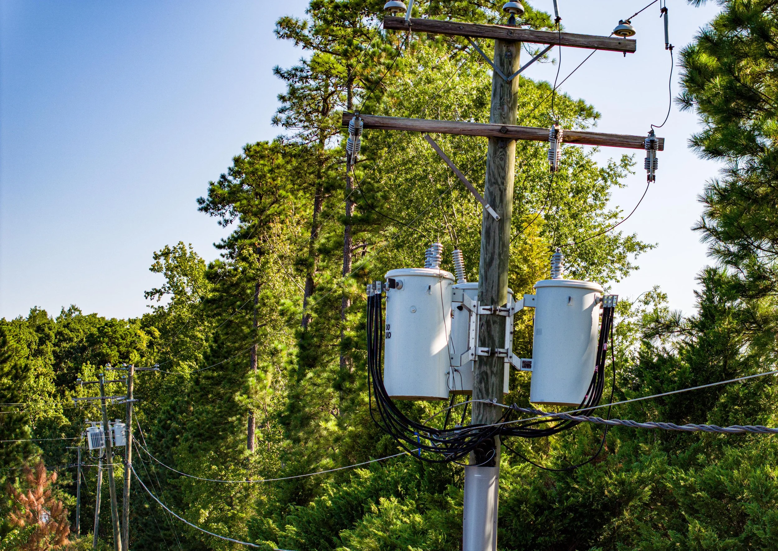 Utility Pole With Transformers