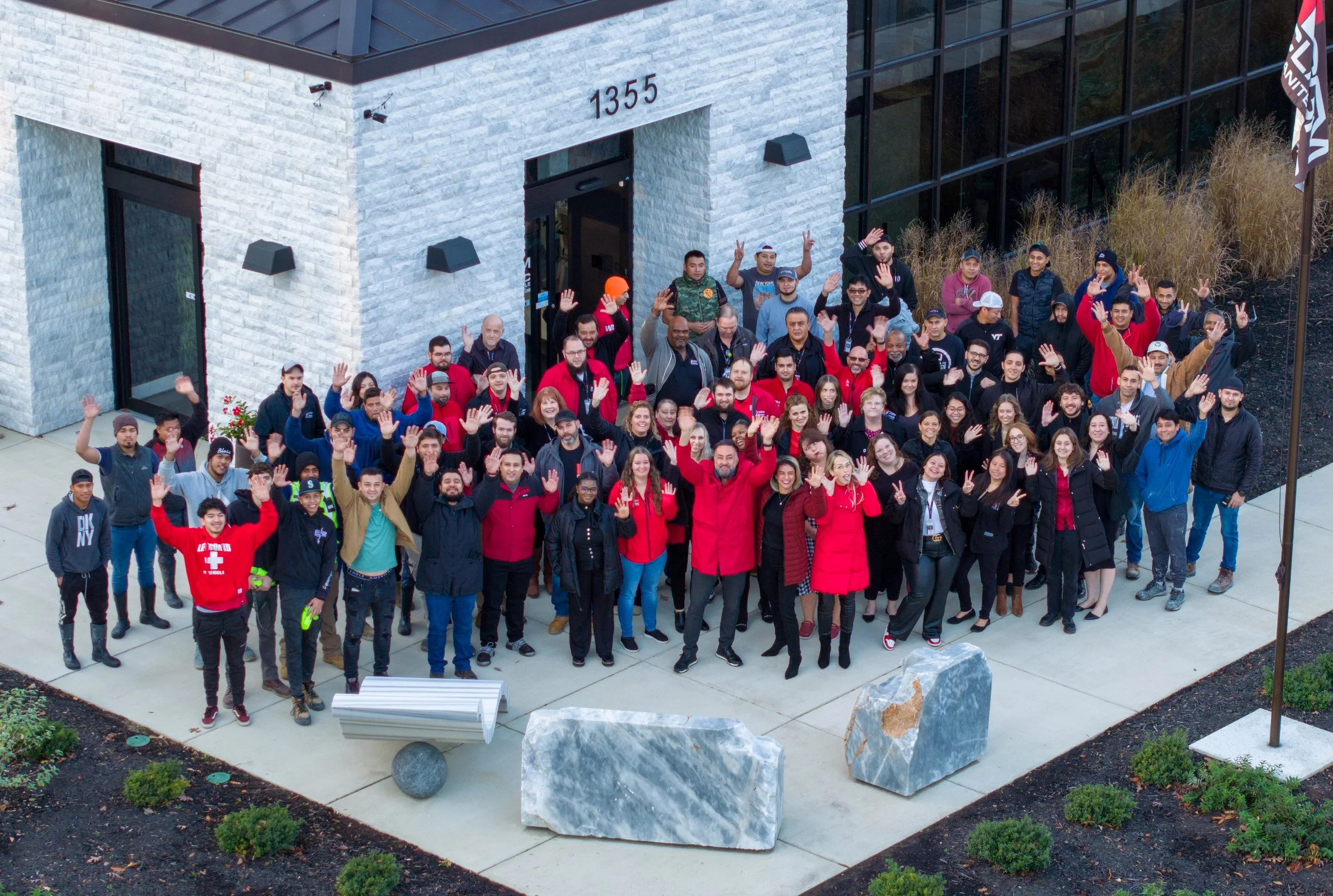 Drone photo of a company Christmas celebration