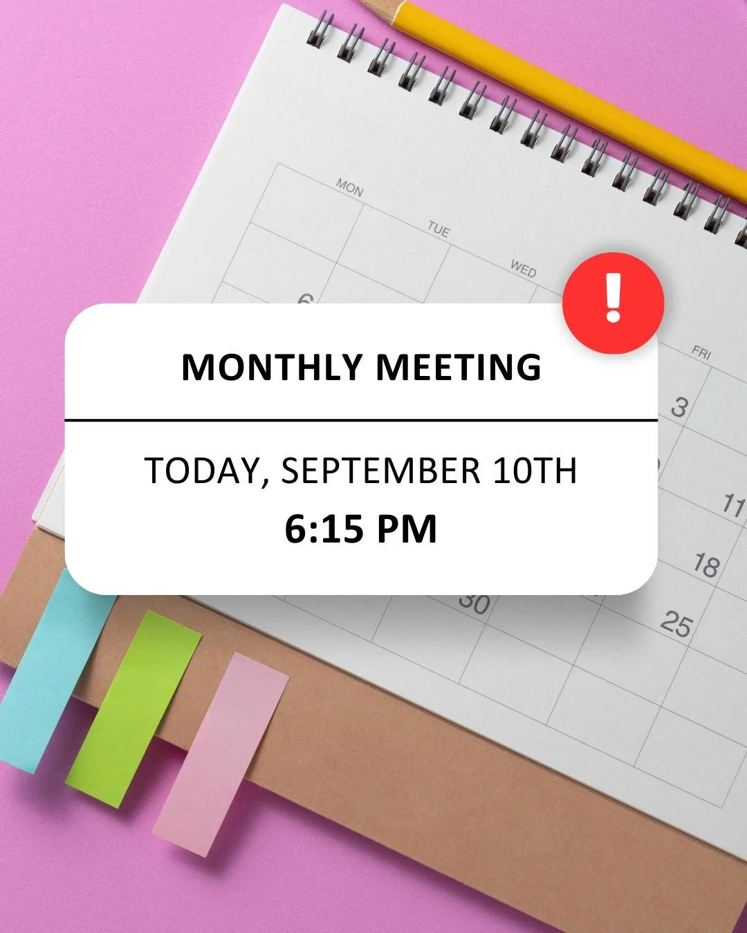 TONIGHT!! Join us for our first monthly meeting at 6:15pm!

Remember you don&rsquo;t need to be a member OR commit to volunteering&mdash;just stop by, hear what&rsquo;s planned, share your ideas, ask questions, or simply stay in the loop.

Everyone&r