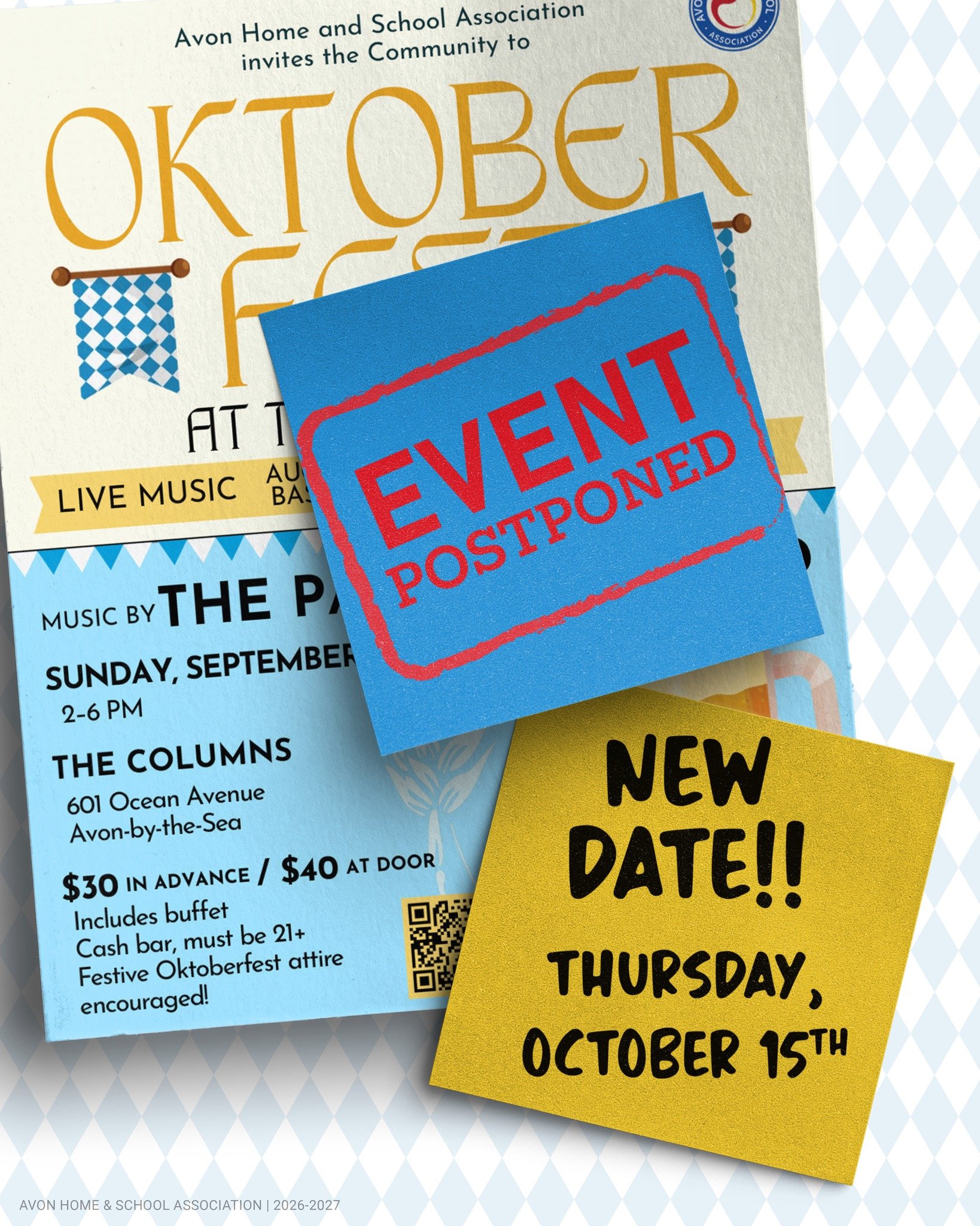 Due to the severe weather and storm-related issues at The Columns, tomorrow's AHSA Oktoberfest will be postponed for the safety of our guests, volunteers, vendors and performers.

Please save the new date:
🍻 Thursday, October 15
⏰ 5:30-9:30 PM
📍 Th