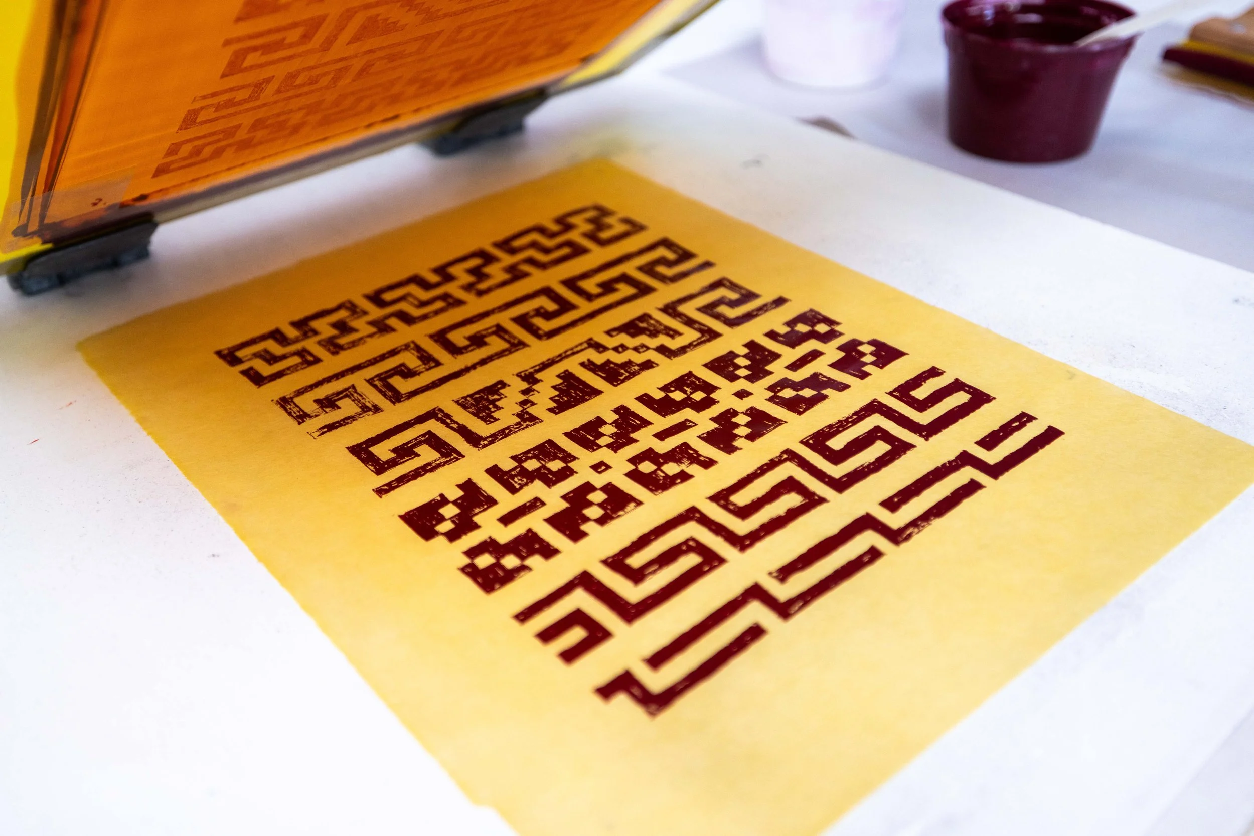 A close-up shot of a screen printed pattern.