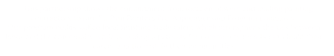 Text on a gold background about a partnership supporting local painters' apprenticeship program to build skills and community ties.