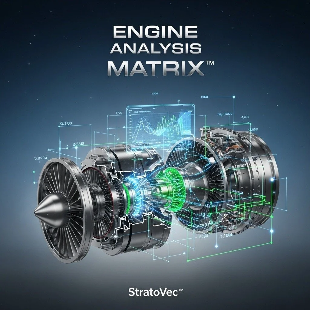 Welcome to the cutting edge of propulsion analysis. Introducing the StratoVec Engine Analysis Matrix&trade; (EAM), a revolutionary software tool designed for aerospace students, engineers, and enthusiasts.[1][2] Our sophisticated, yet intuitive, grap